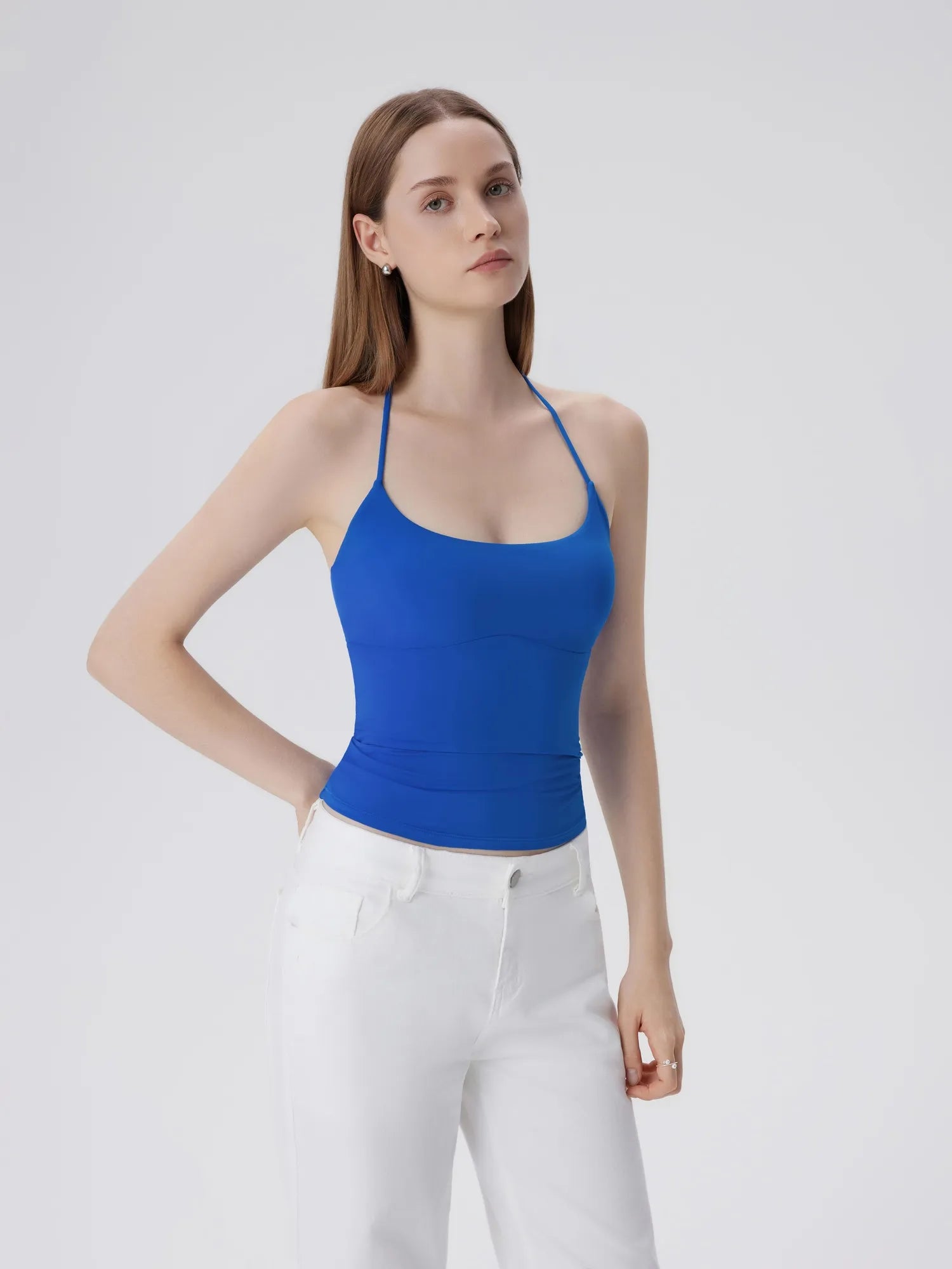 Open Back Silver Botton Y2K Tank Tops