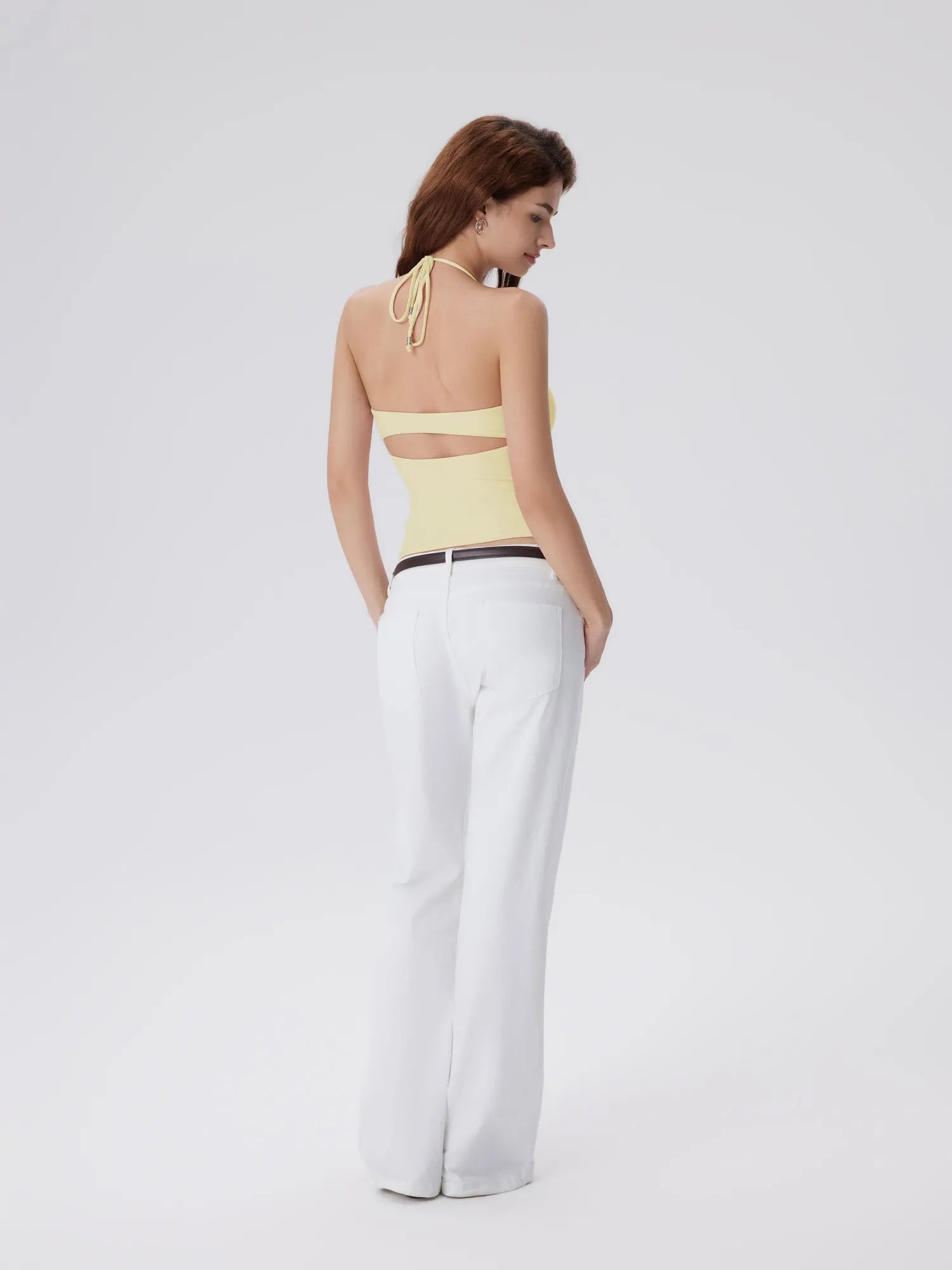 Open Back Silver Botton Y2K Tank Tops