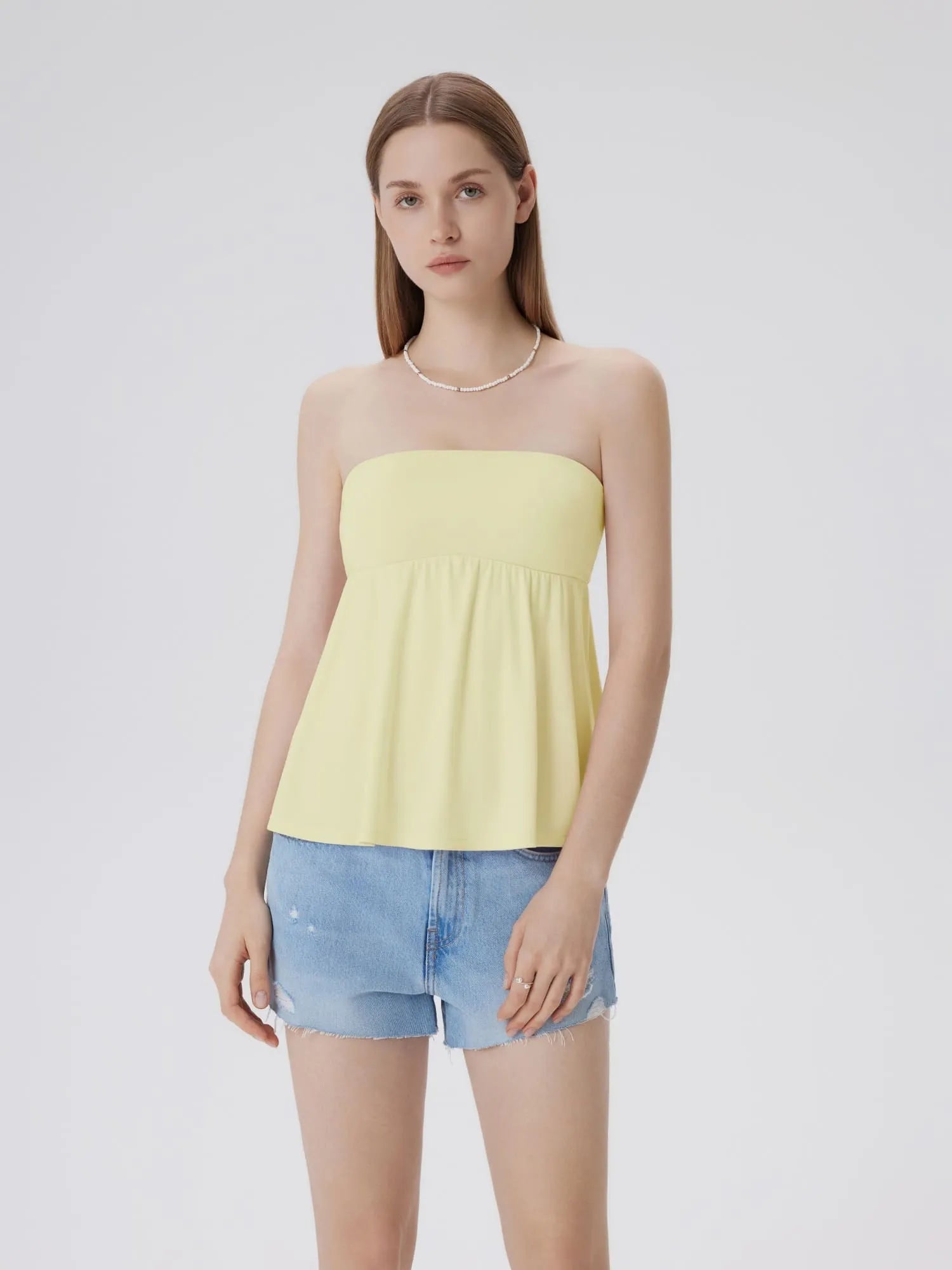 Babydoll Strapless Peplum Tank Tops