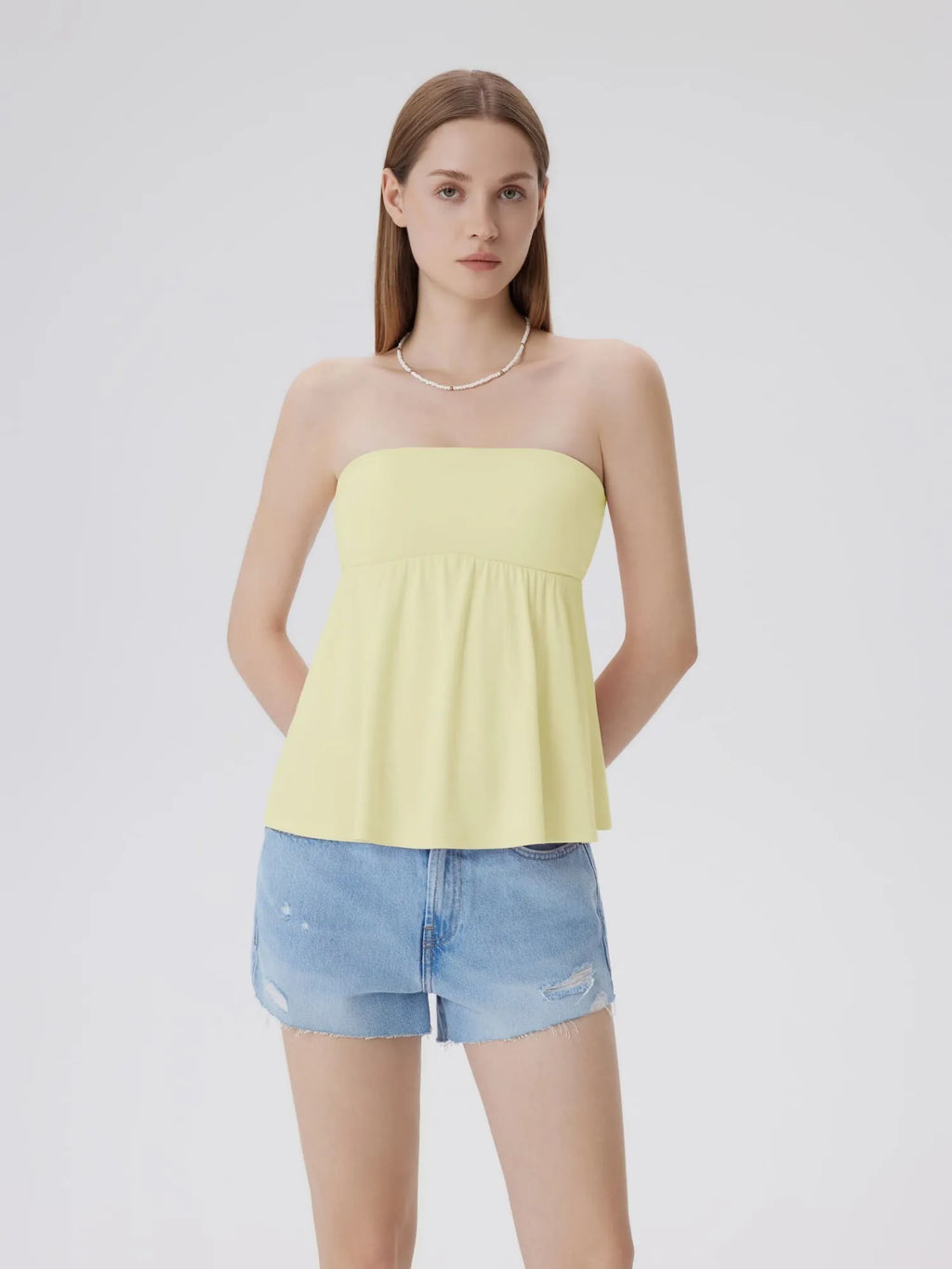 Babydoll Strapless Peplum Tank Tops