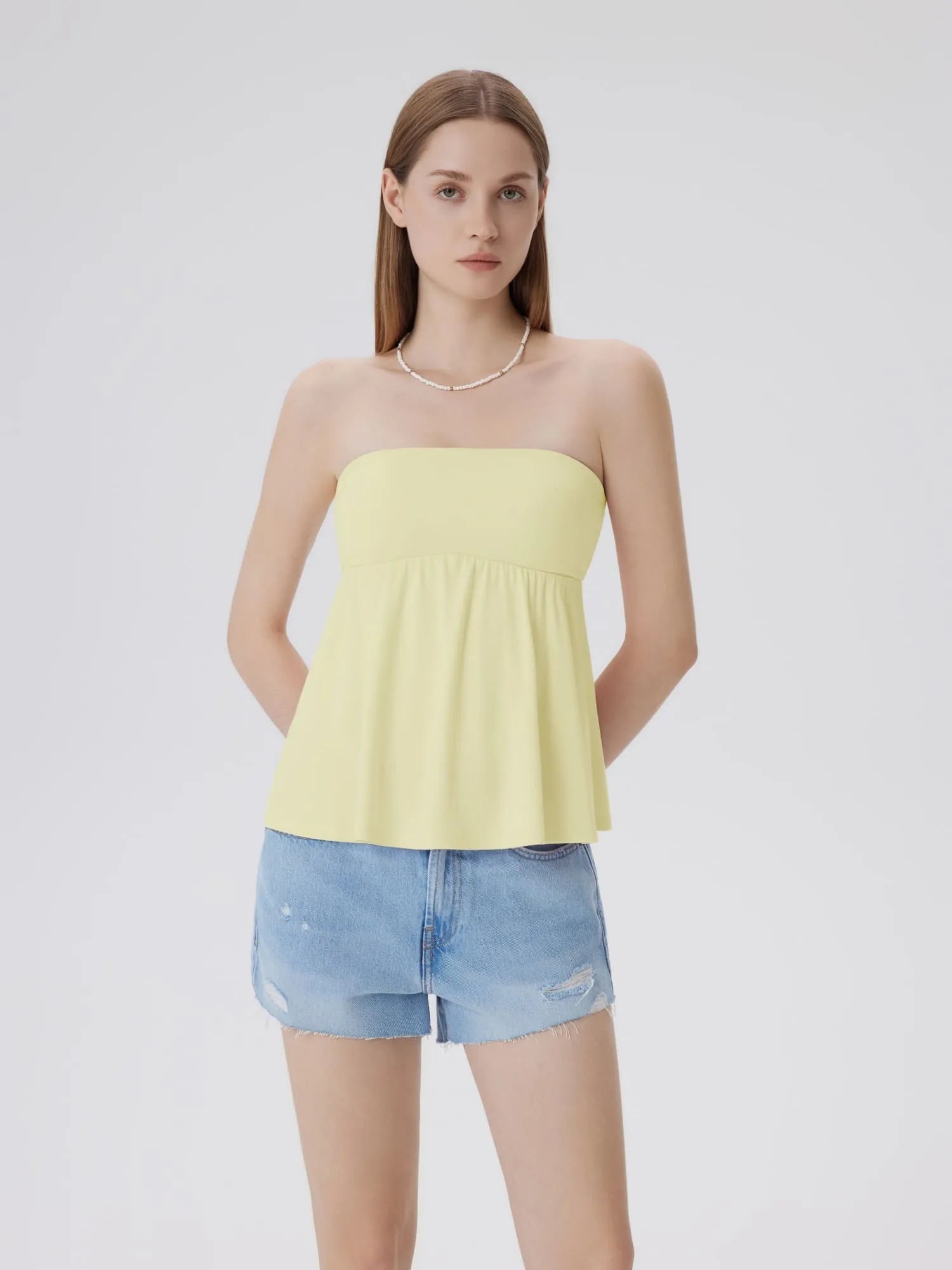 Babydoll Strapless Peplum Tank Tops