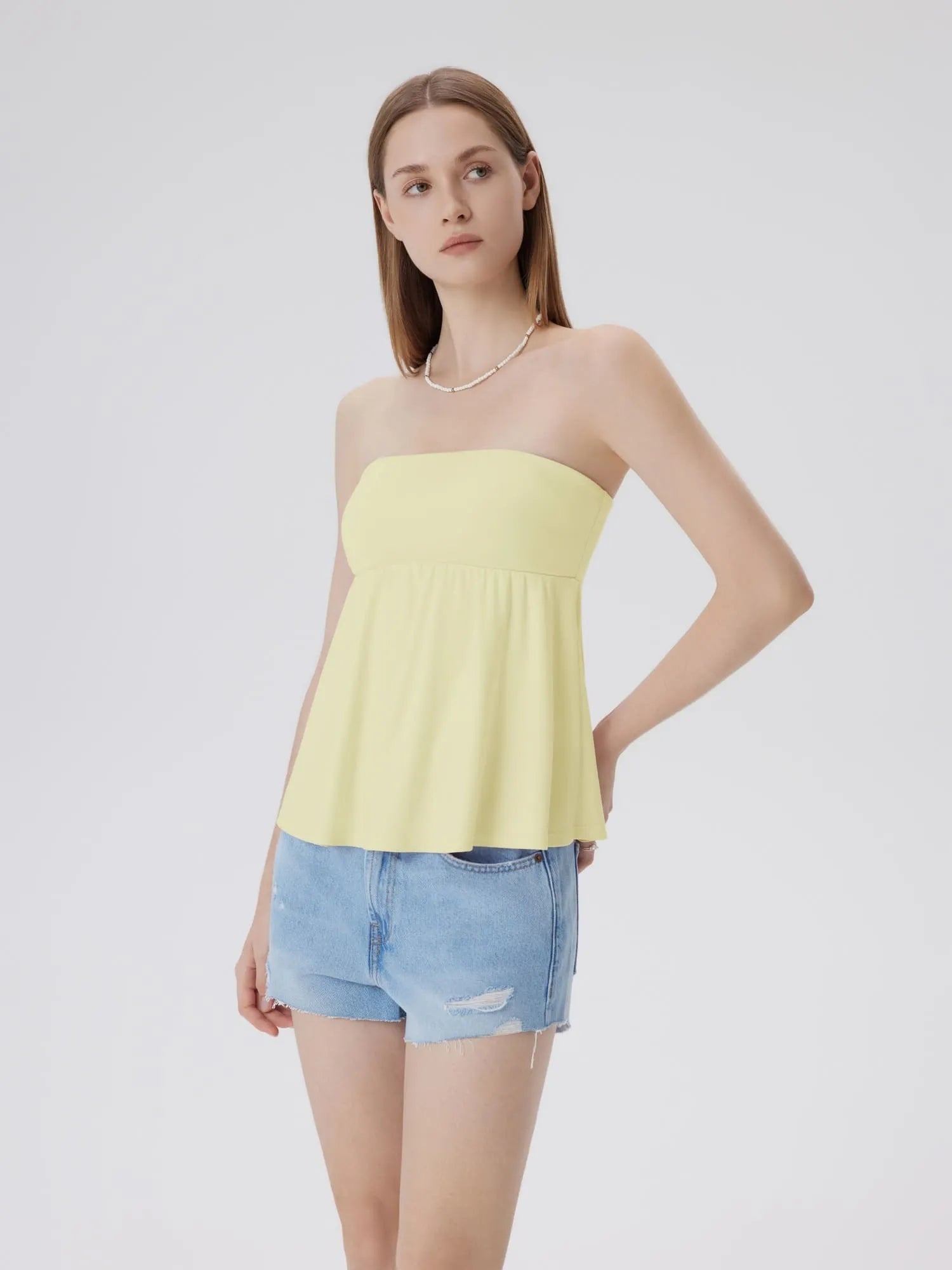 Babydoll Strapless Peplum Tank Tops