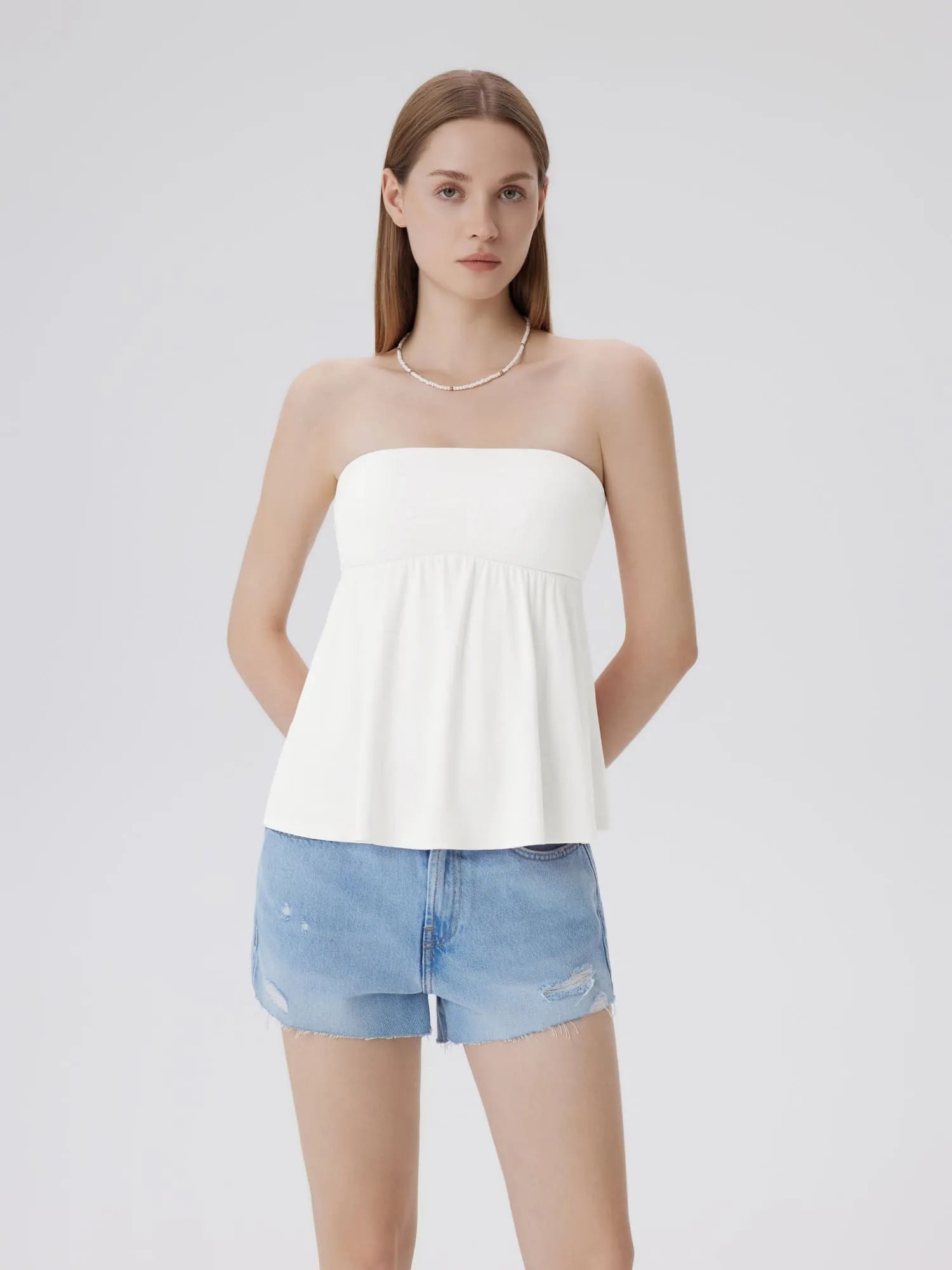 Babydoll Strapless Peplum Tank Tops