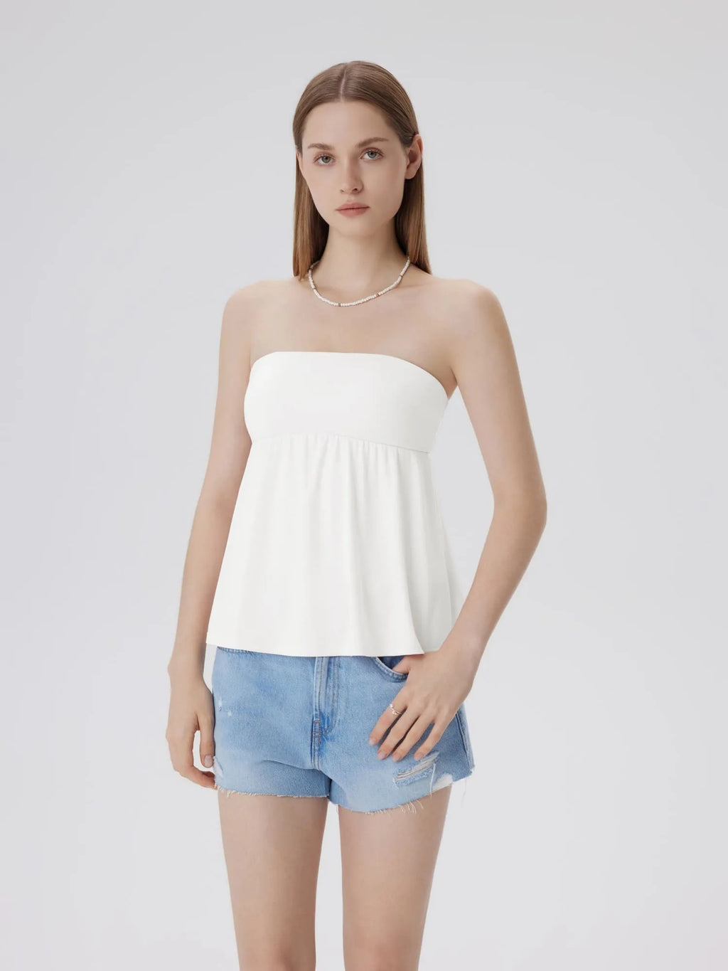 Babydoll Strapless Peplum Tank Tops