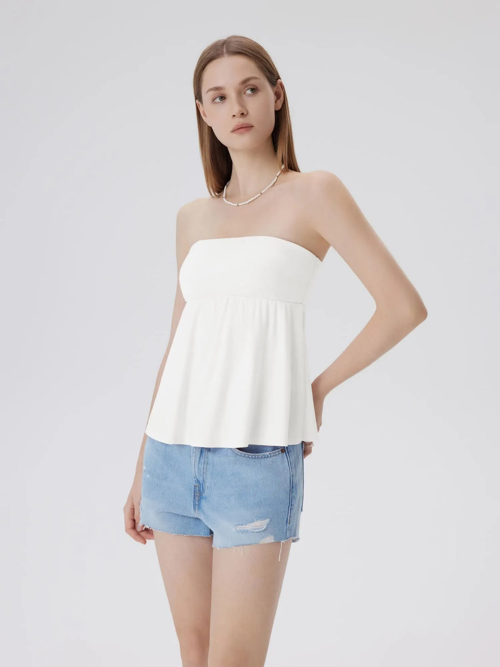 Babydoll Strapless Peplum Tank Tops