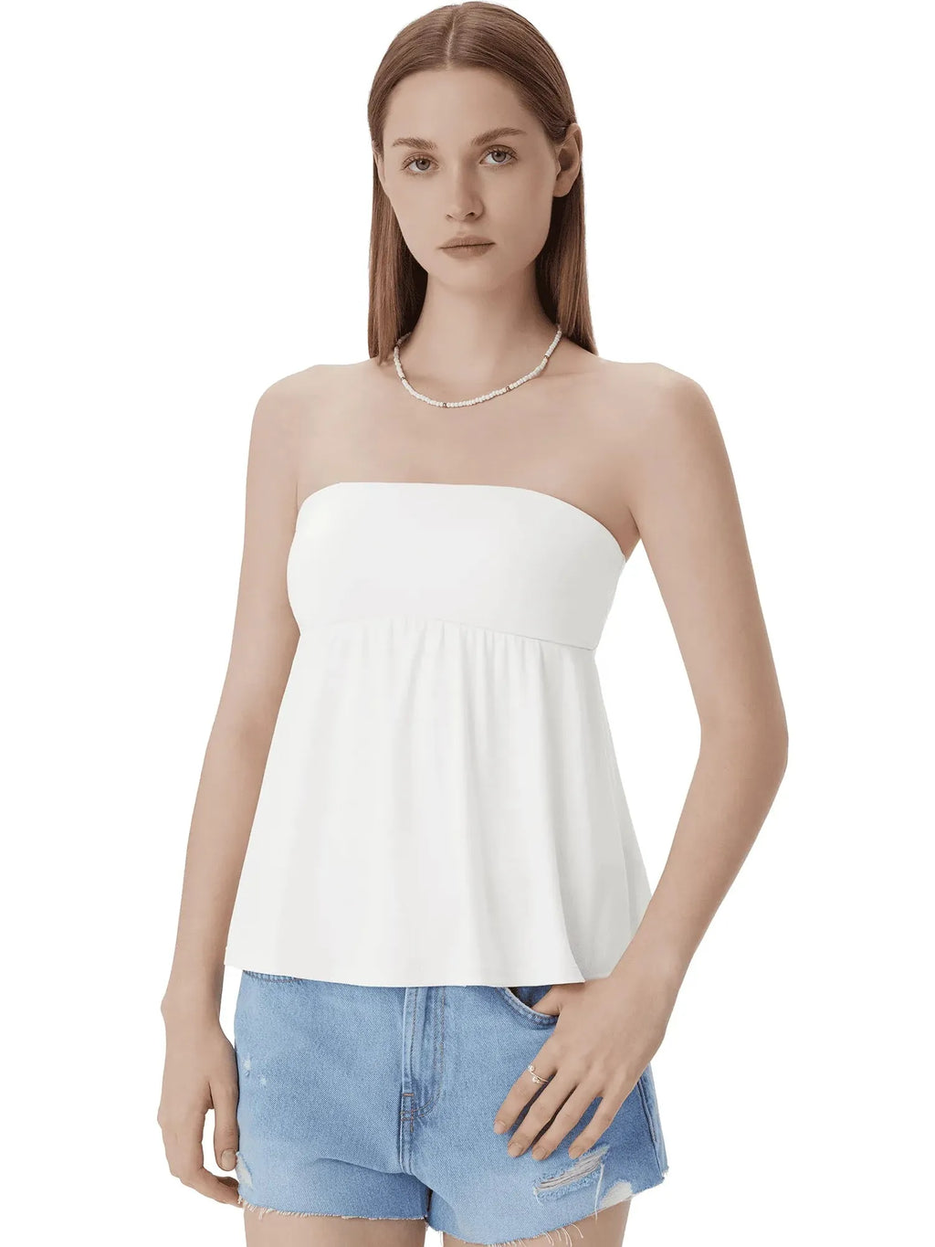 Babydoll Strapless Peplum Tank Tops