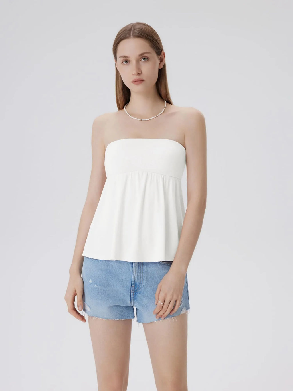 Babydoll Strapless Peplum Tank Tops