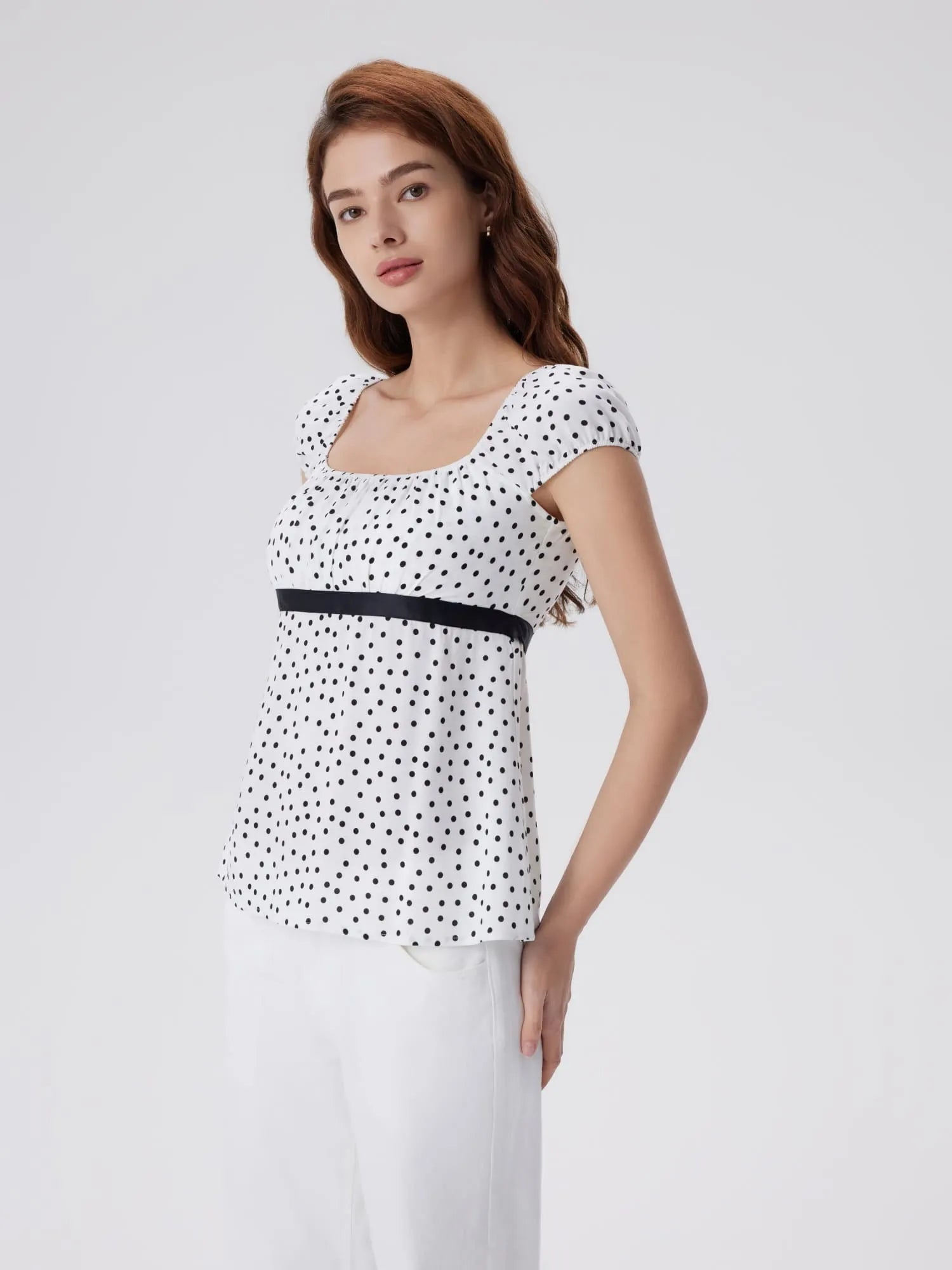 Babydoll Square Peplum with Bow Tie Tops