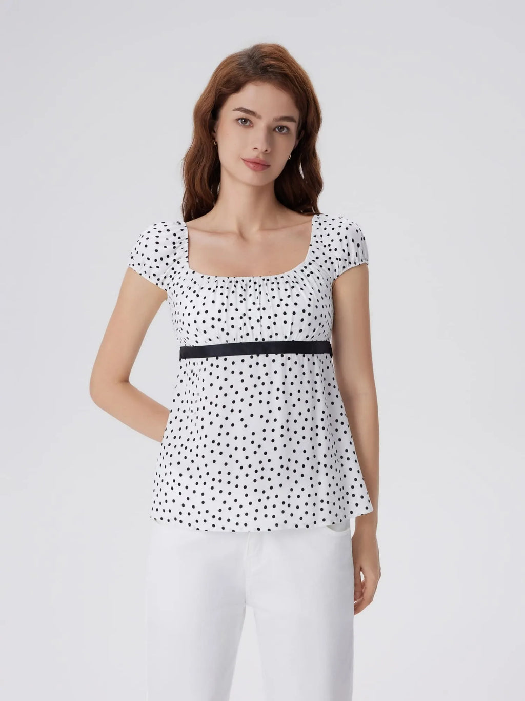 Babydoll Square Peplum with Bow Tie Tops