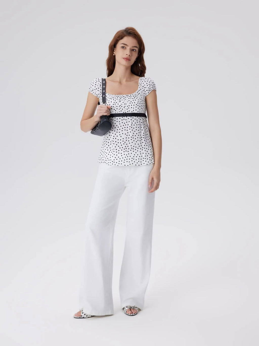 Babydoll Square Peplum with Bow Tie Tops