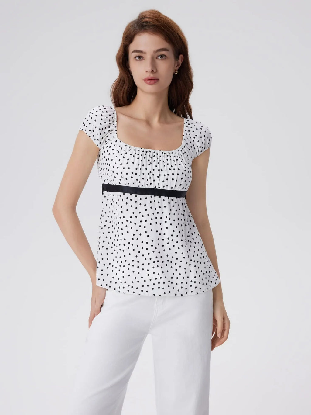 Babydoll Square Peplum with Bow Tie Tops