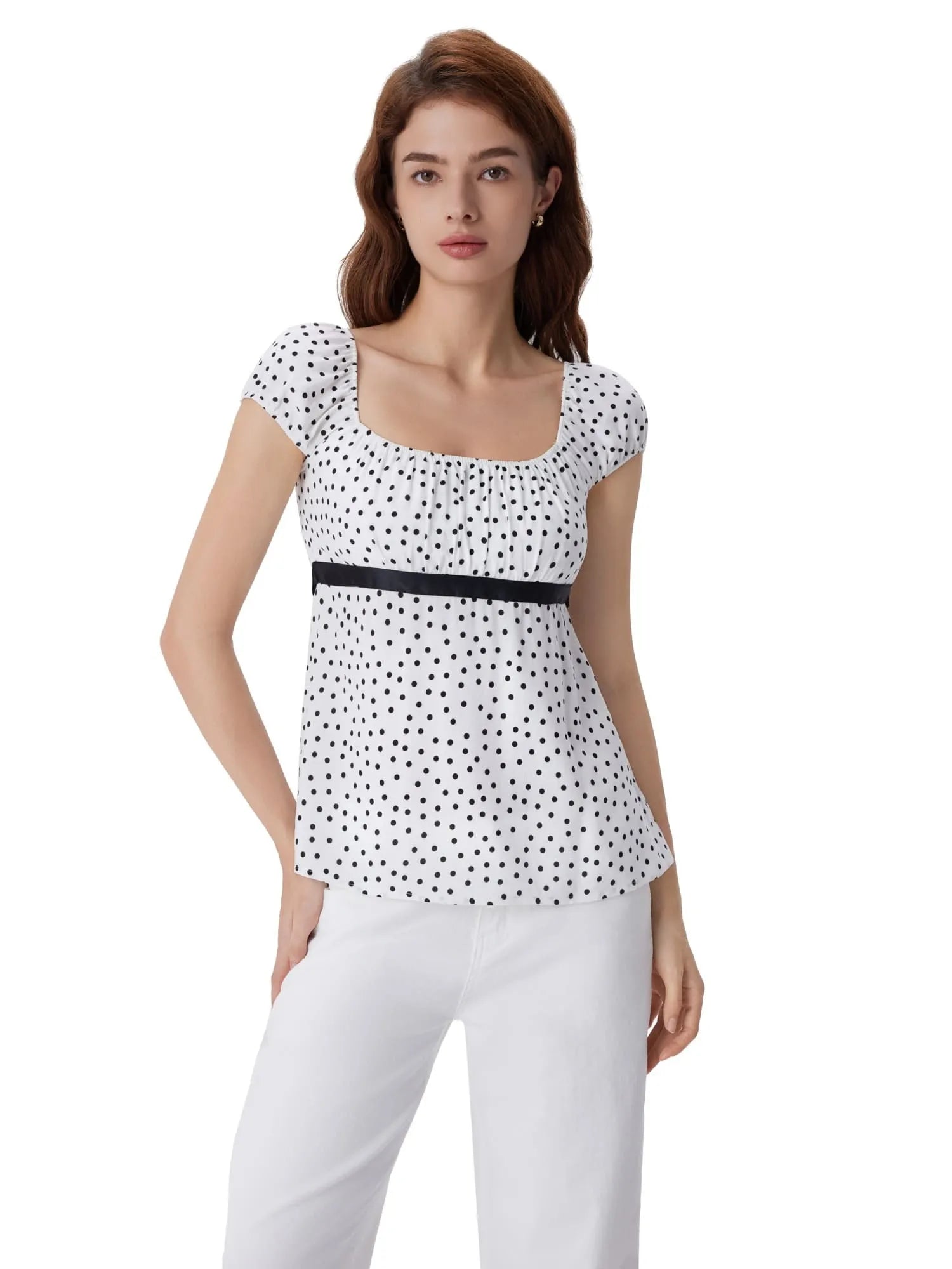 Babydoll Square Peplum with Bow Tie Tops