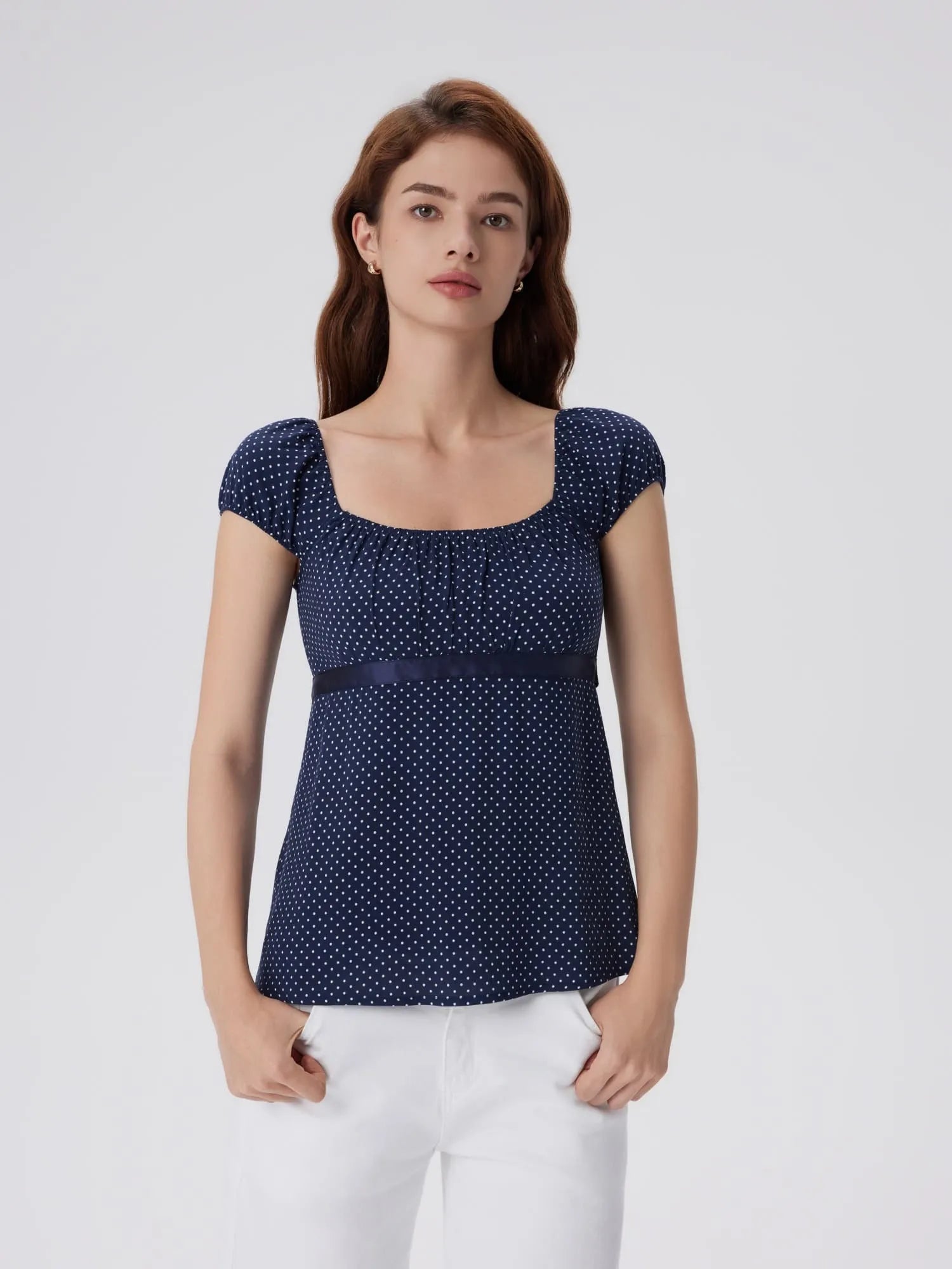 Babydoll Square Peplum with Bow Tie Tops