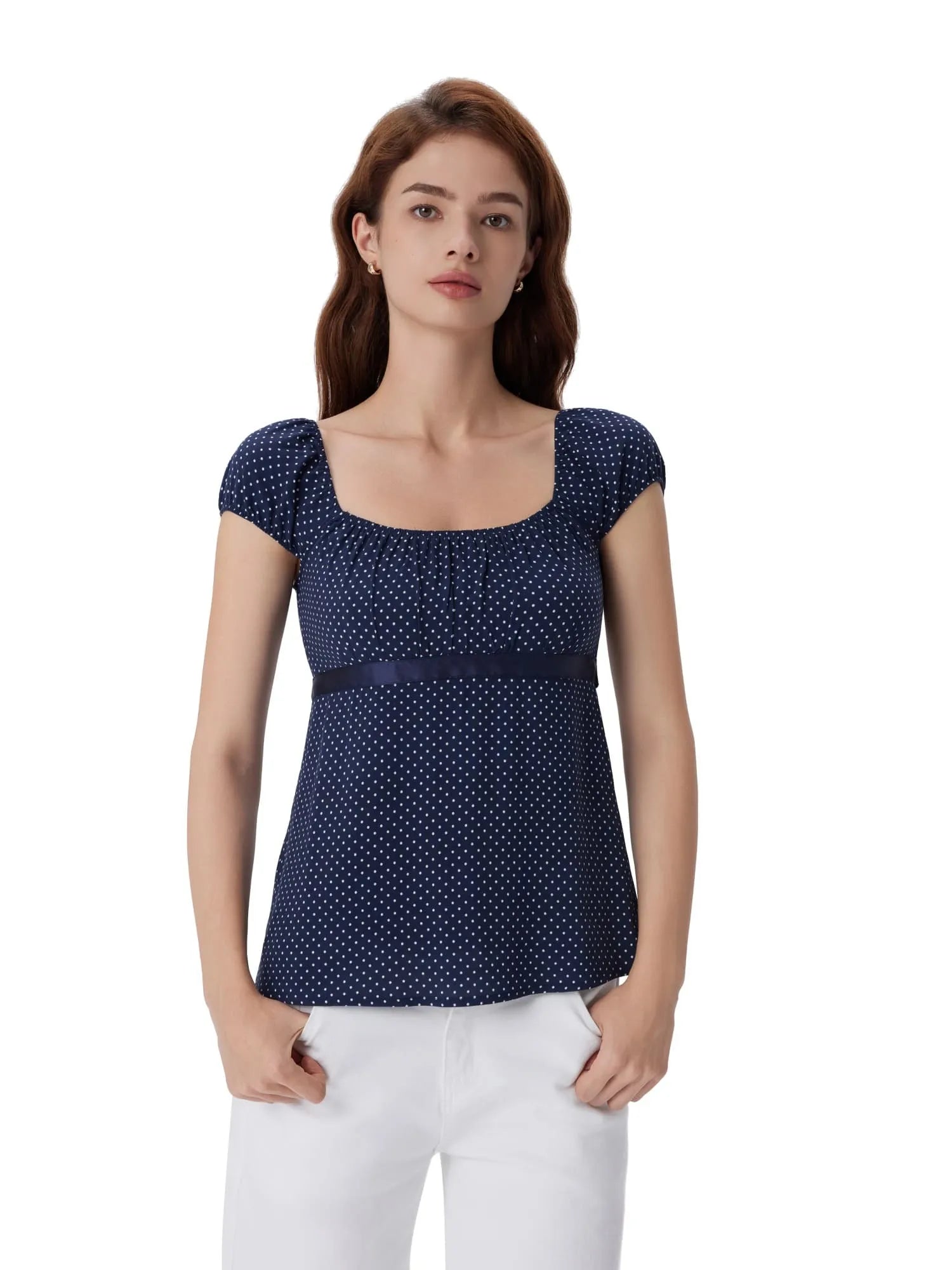 Babydoll Square Peplum with Bow Tie Tops