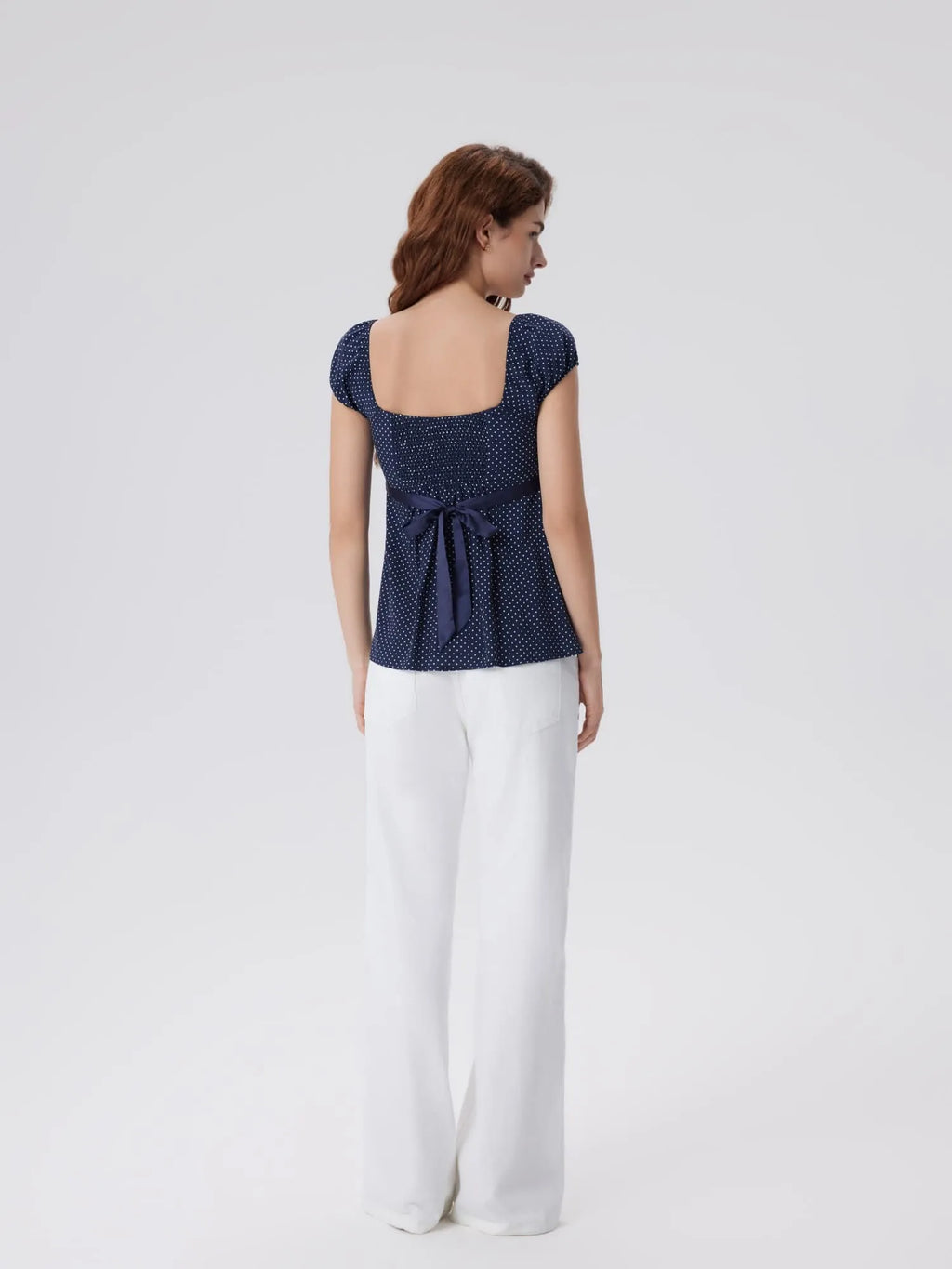 Babydoll Square Peplum with Bow Tie Tops