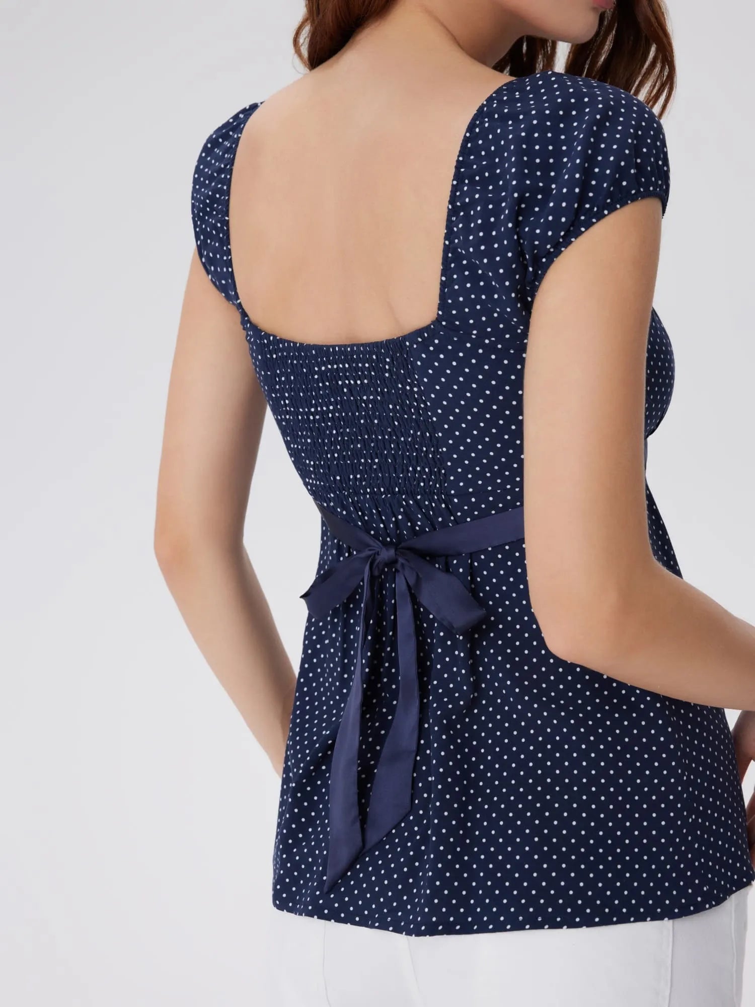 Babydoll Square Peplum with Bow Tie Tops