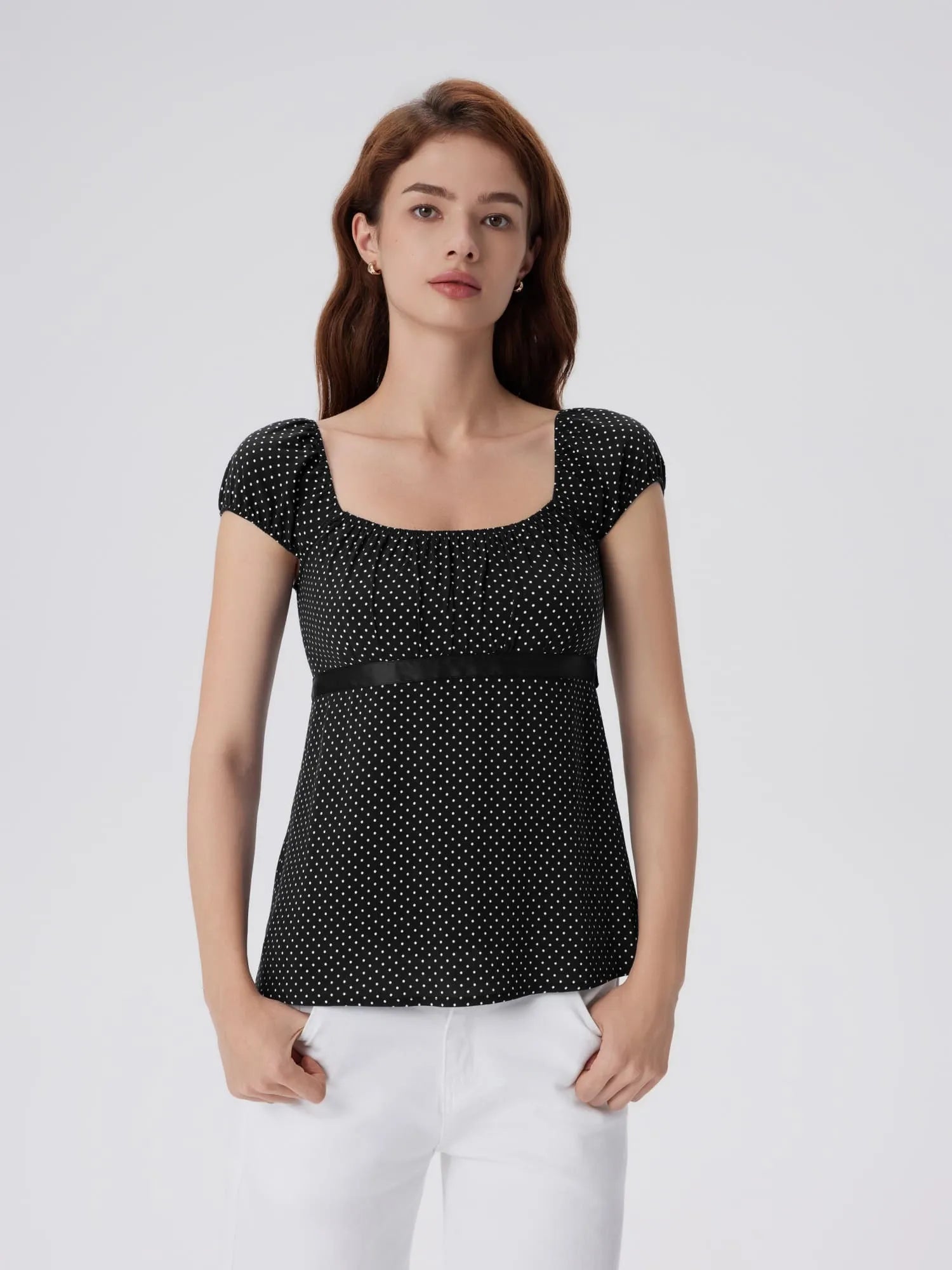Babydoll Square Peplum with Bow Tie Tops