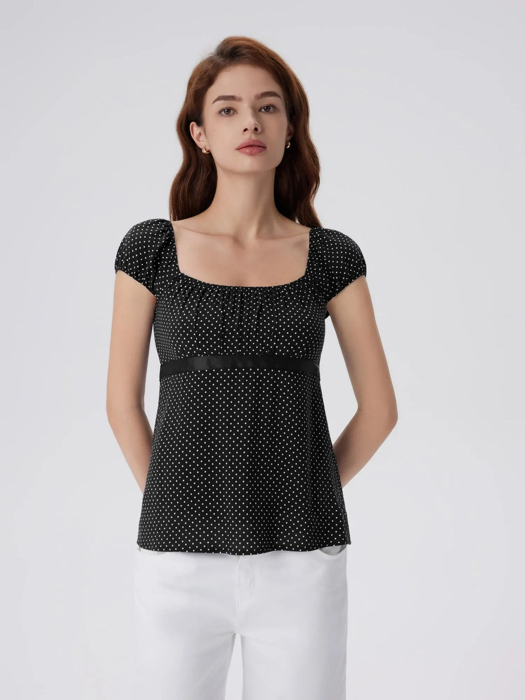 Babydoll Square Peplum with Bow Tie Tops