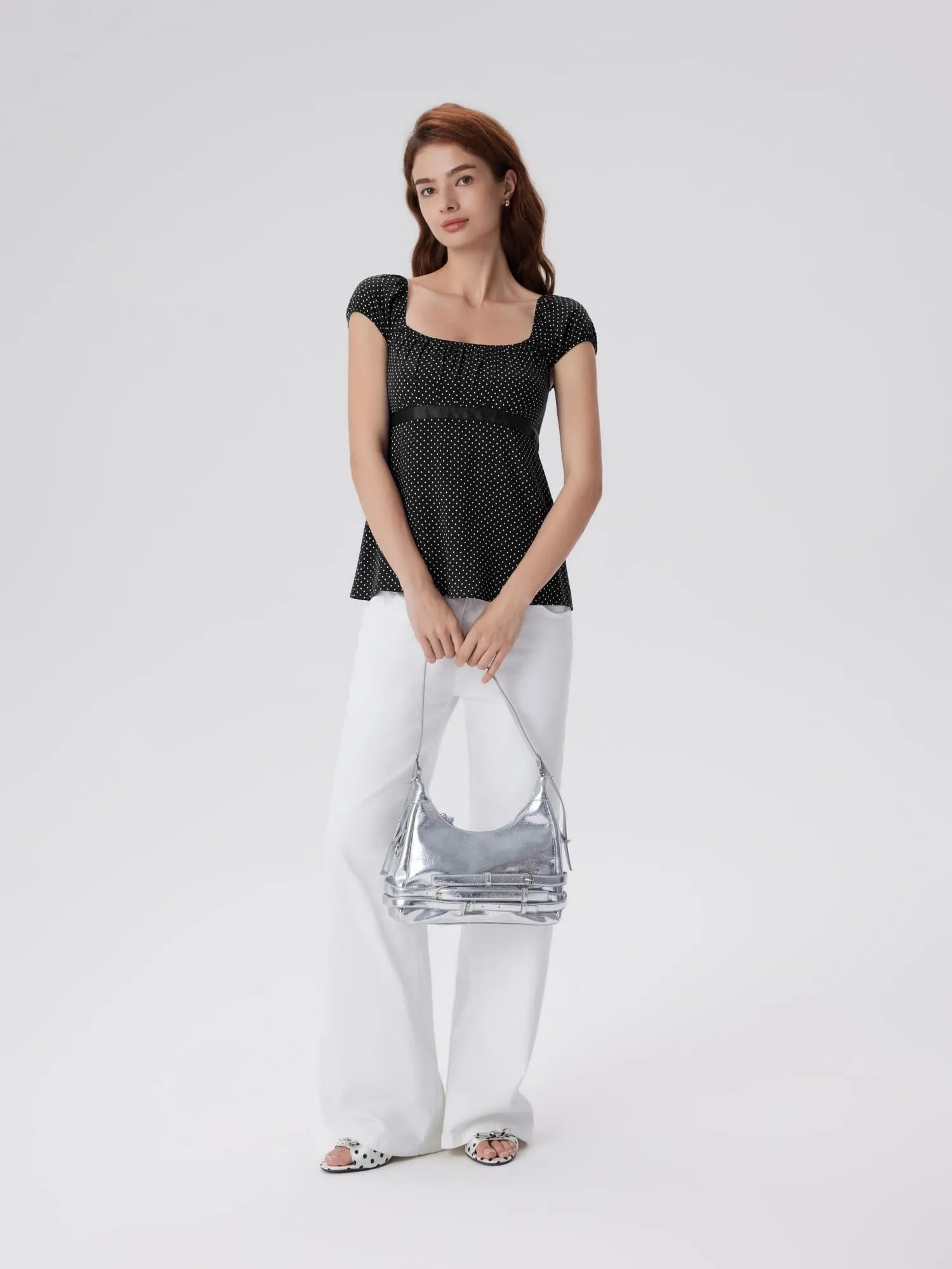 Babydoll Square Peplum with Bow Tie Tops