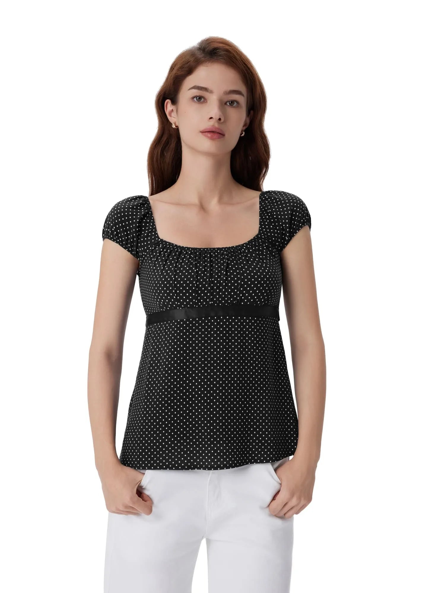 Babydoll Square Peplum with Bow Tie Tops