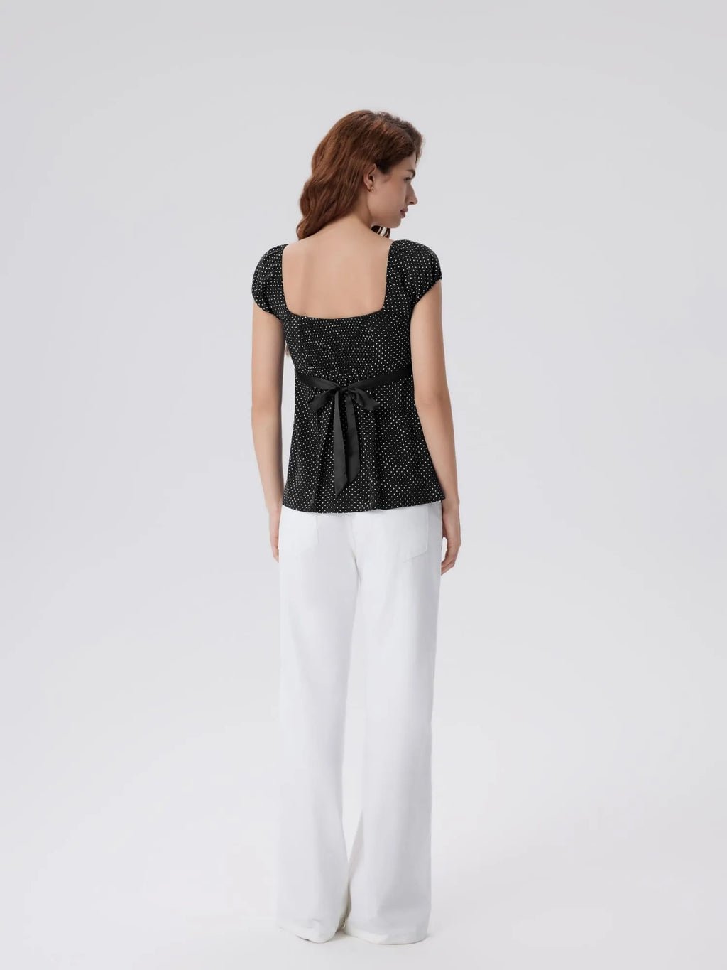 Babydoll Square Peplum with Bow Tie Tops