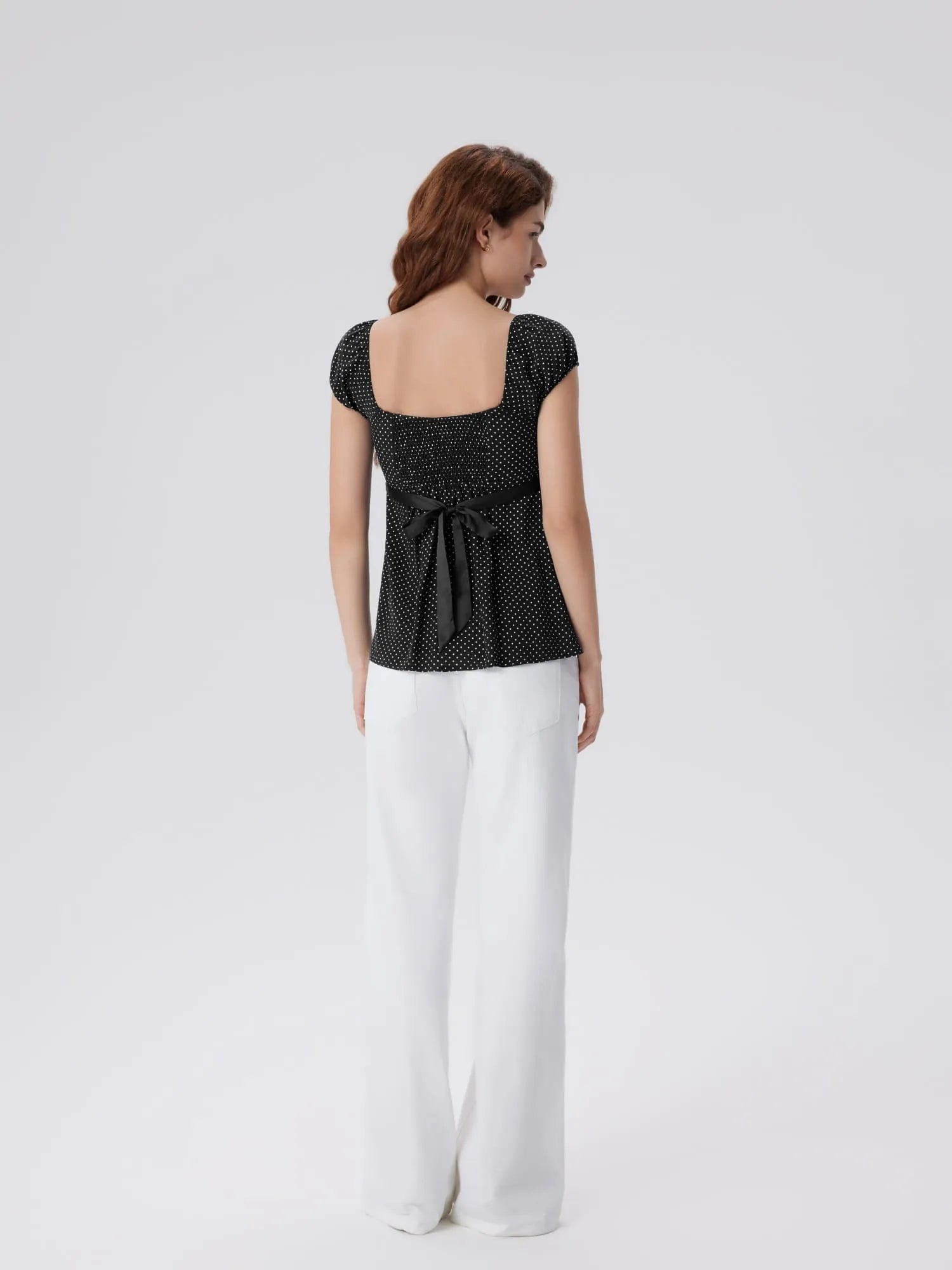 Babydoll Square Peplum with Bow Tie Tops