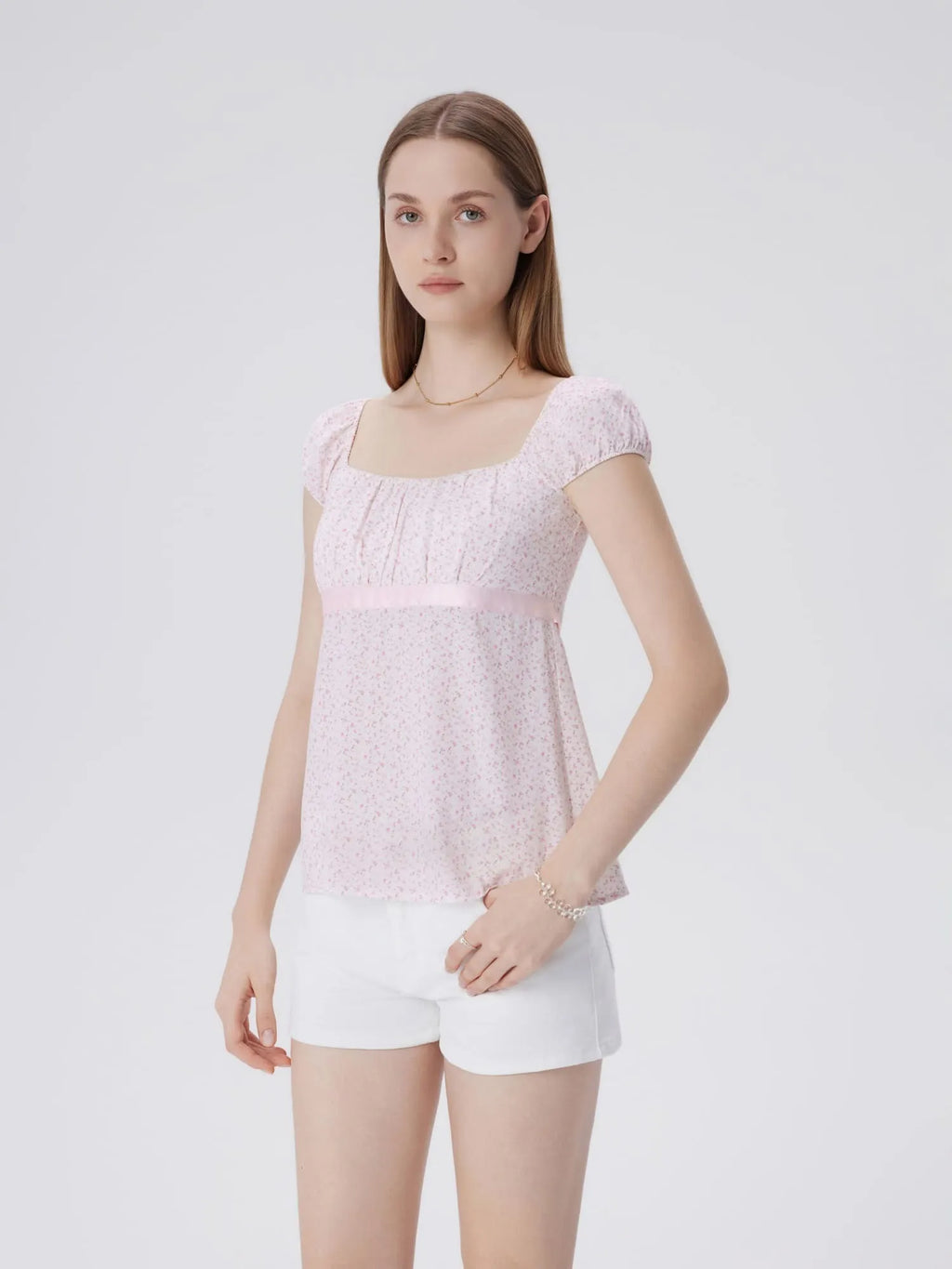 Babydoll Square Peplum with Bow Tie Tops