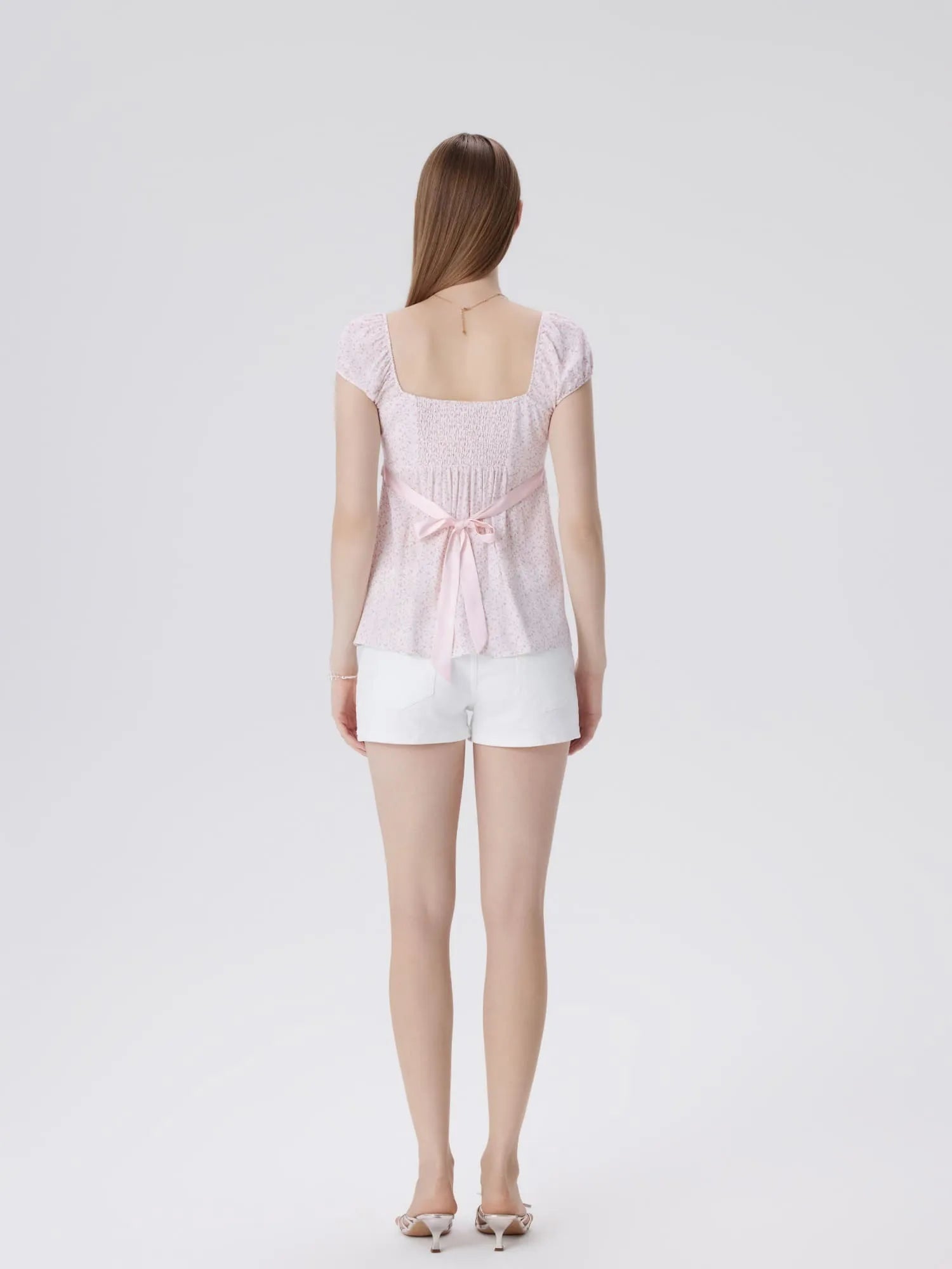 Babydoll Square Peplum with Bow Tie Tops