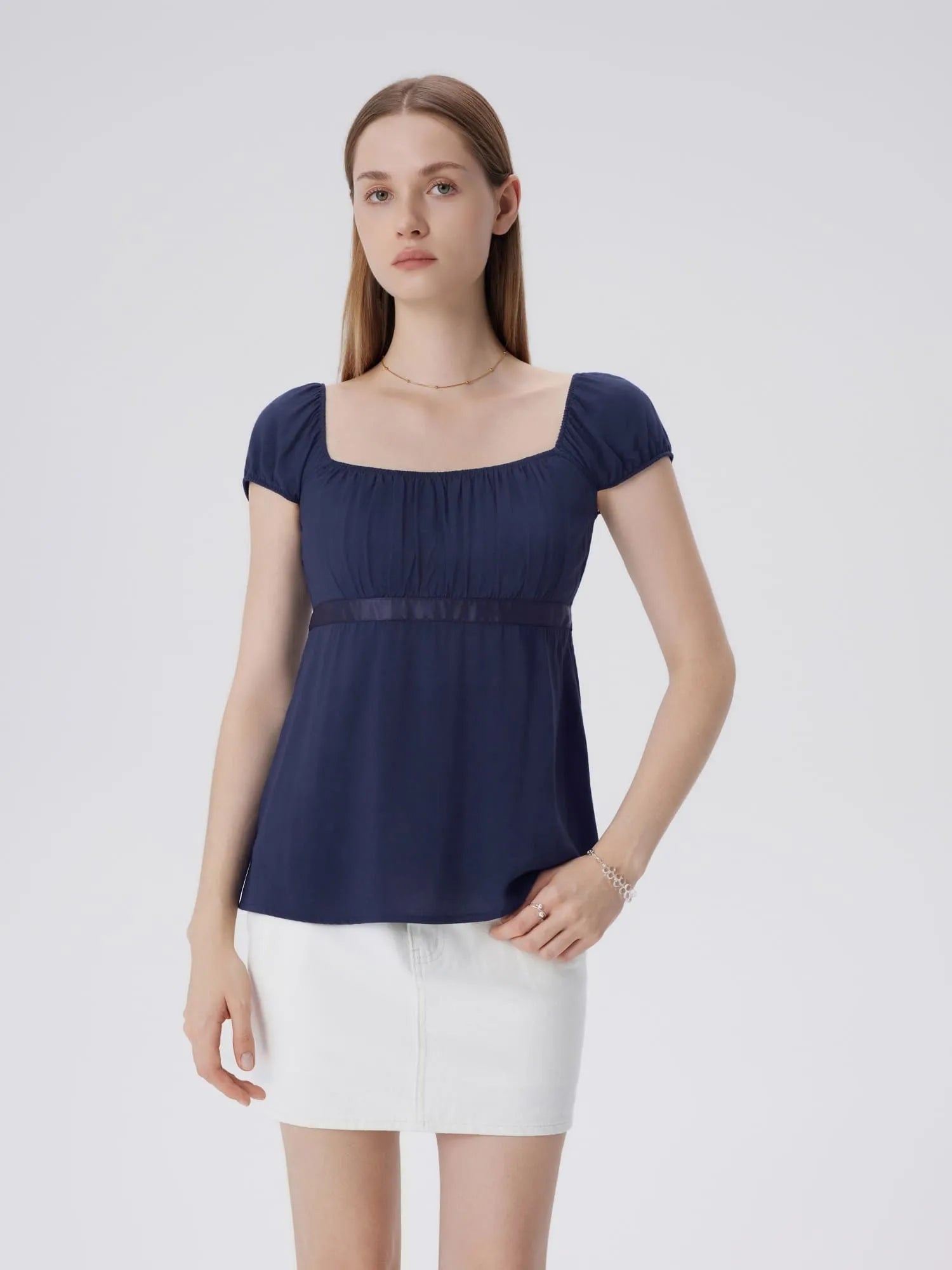 Babydoll Square Peplum with Bow Tie Tops