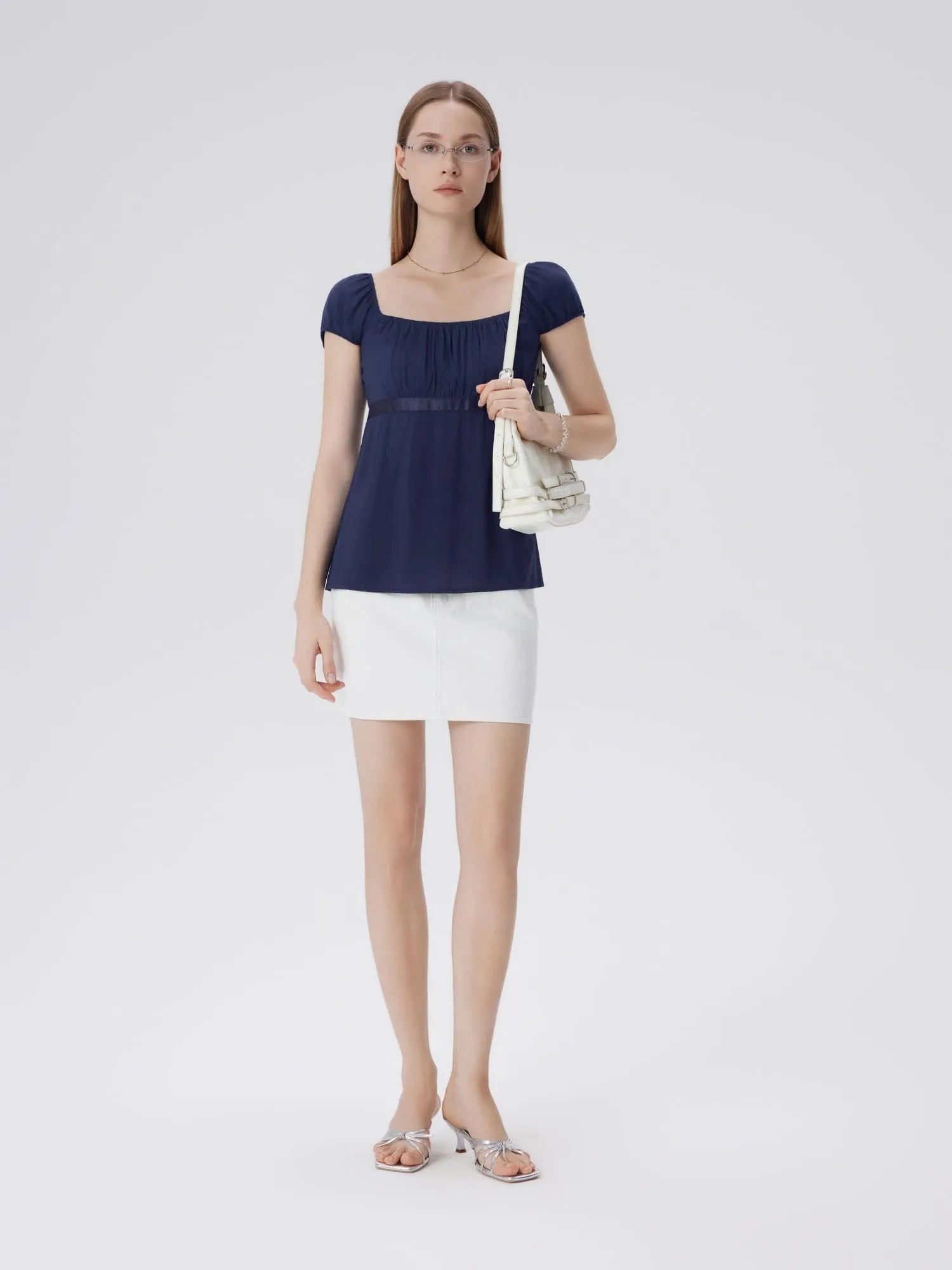 Babydoll Square Peplum with Bow Tie Tops