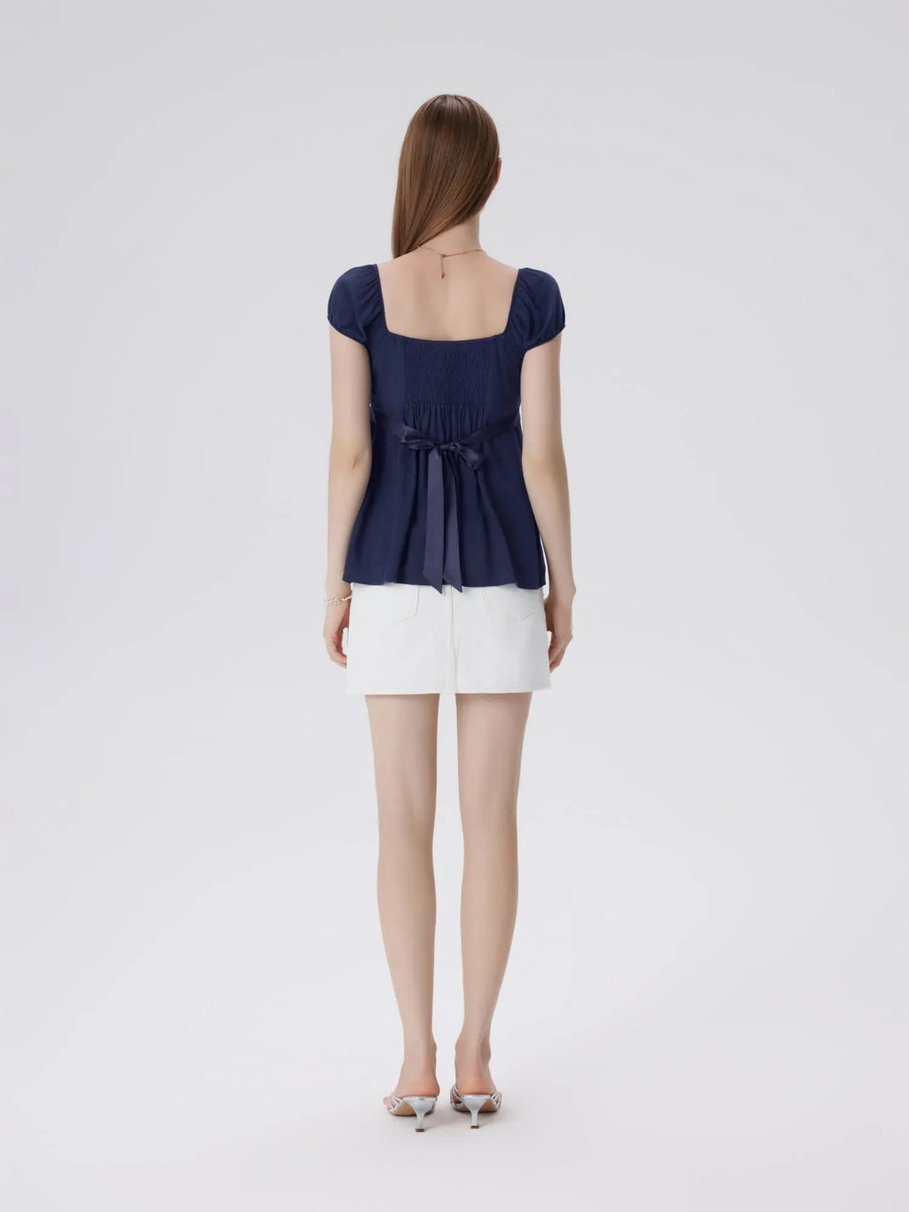 Babydoll Square Peplum with Bow Tie Tops