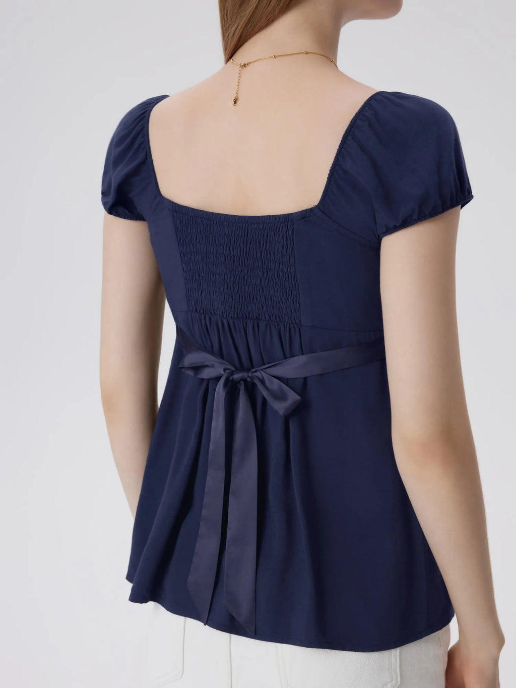 Babydoll Square Peplum with Bow Tie Tops