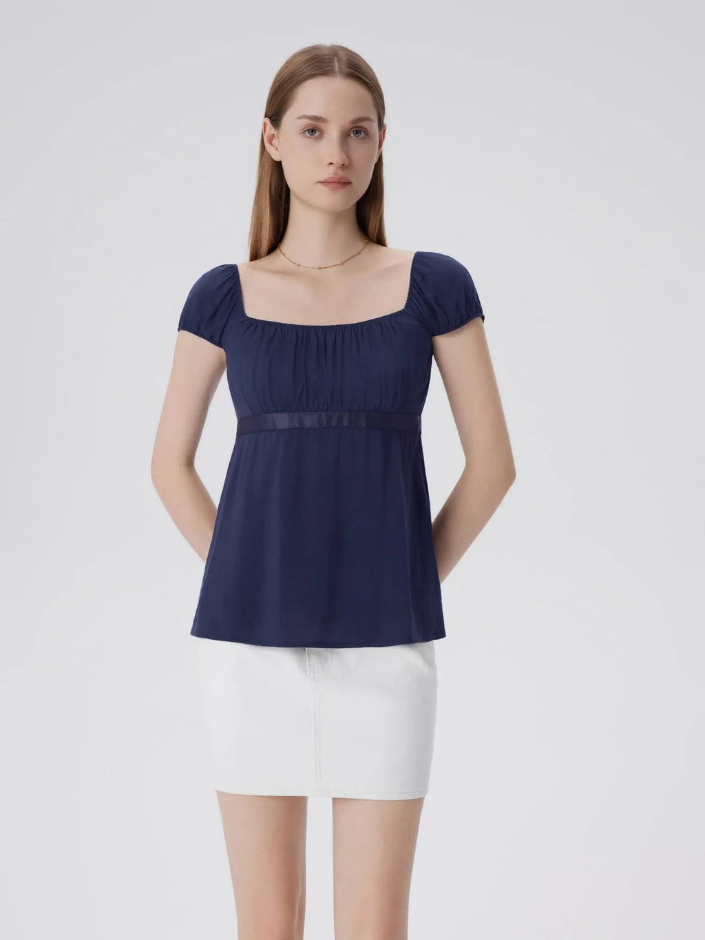Babydoll Square Peplum with Bow Tie Tops