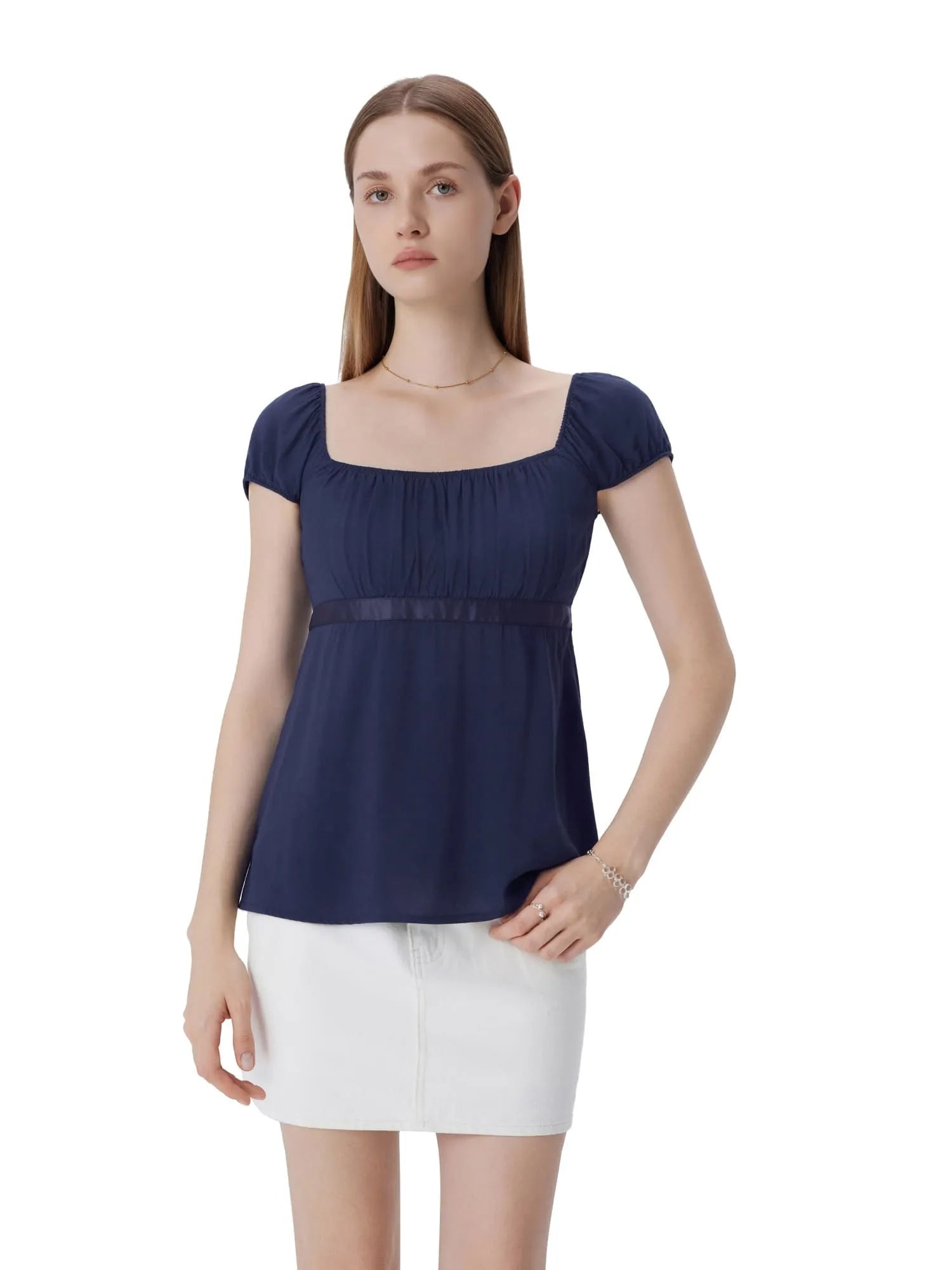 Babydoll Square Peplum with Bow Tie Tops