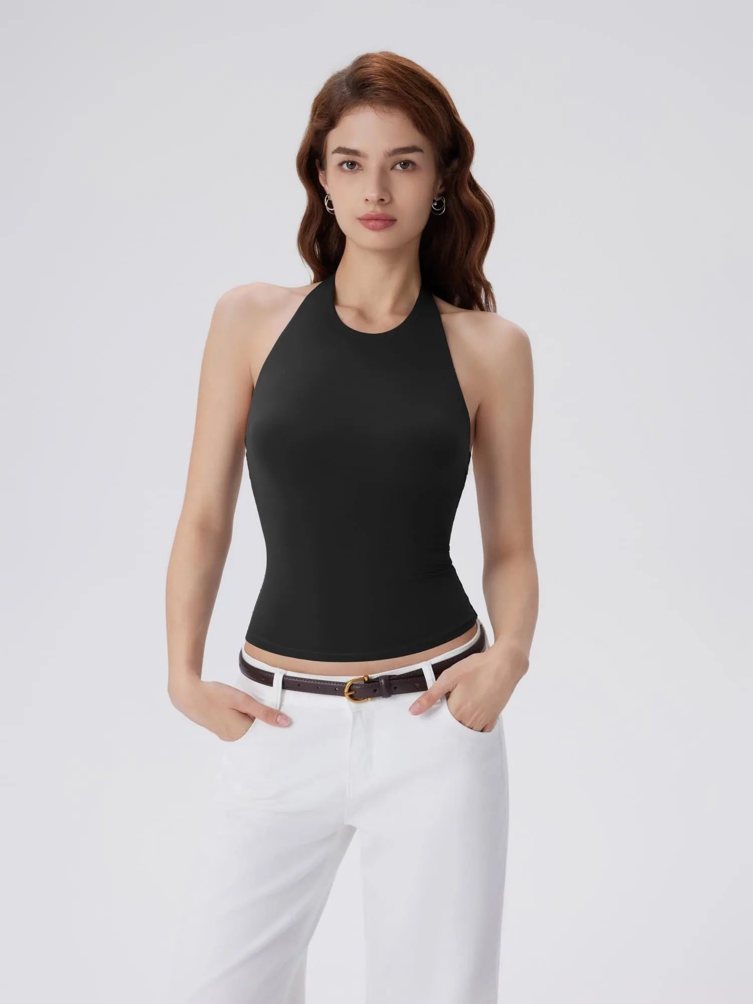 Padded Backless Halter Tank Tops