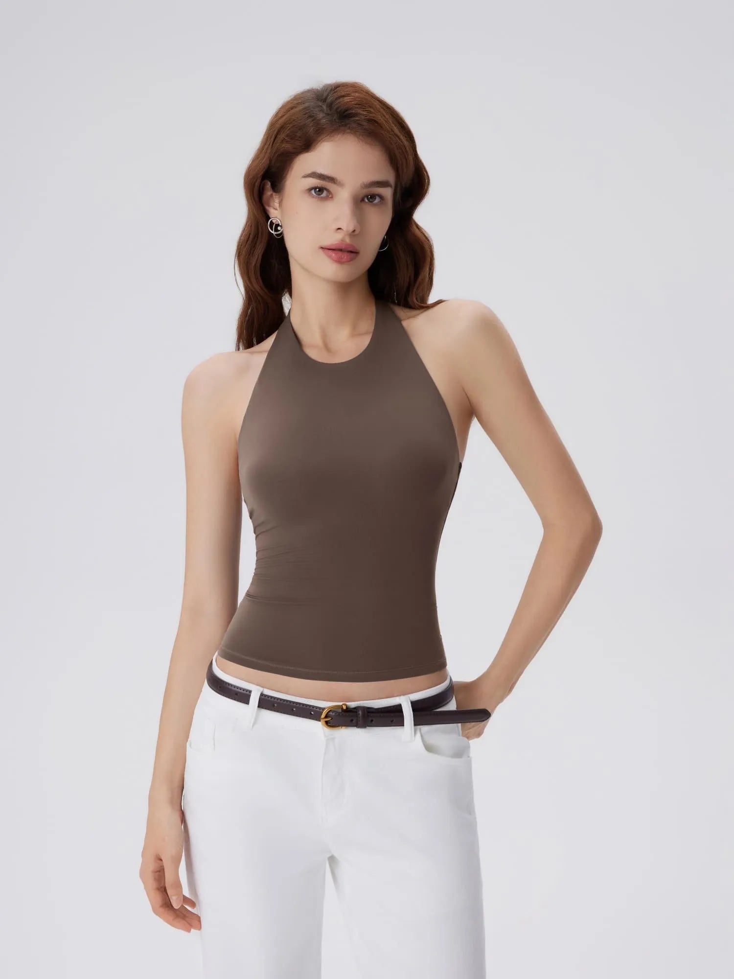Padded Backless Halter Tank Tops