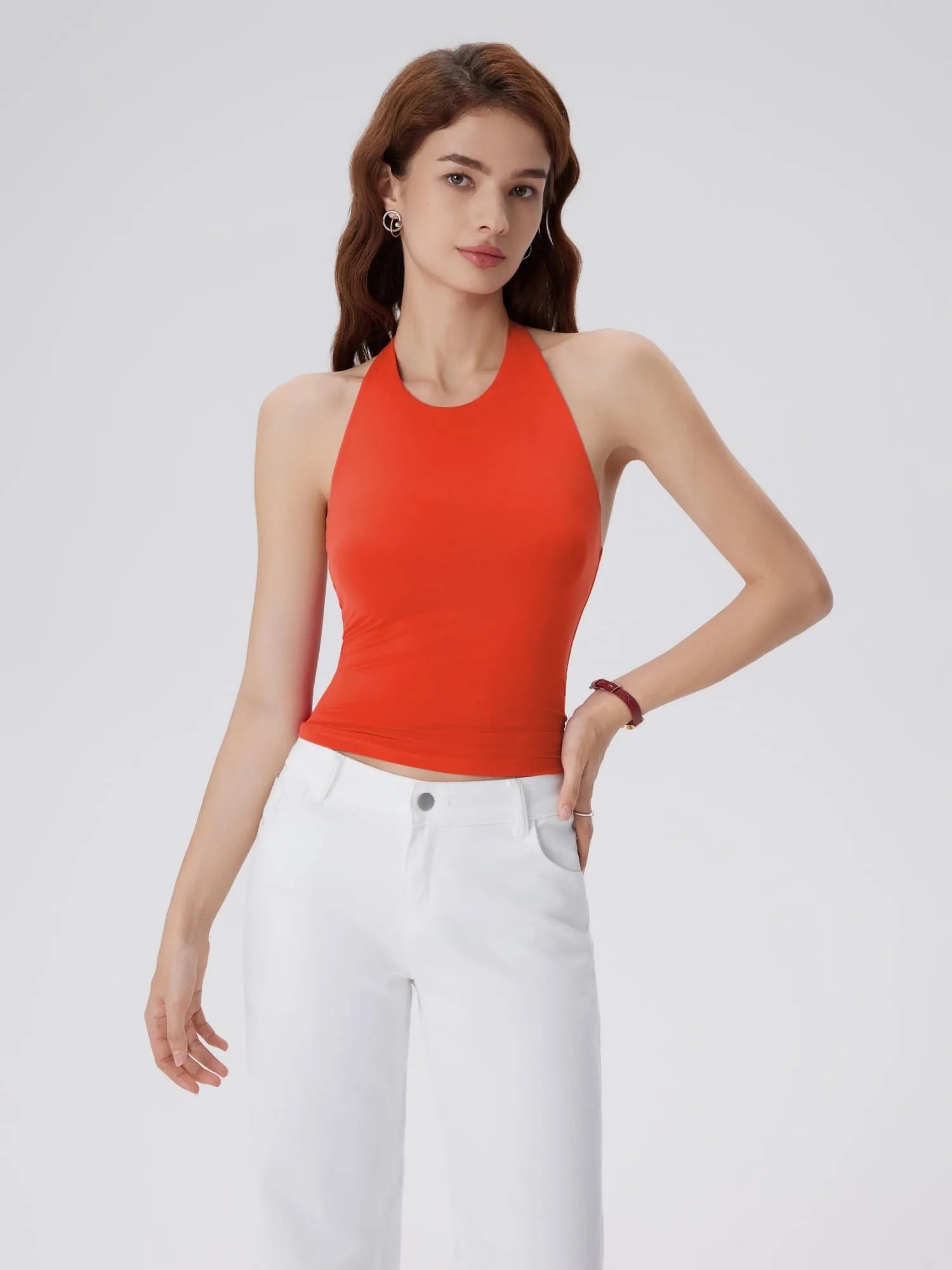 Padded Backless Halter Tank Tops