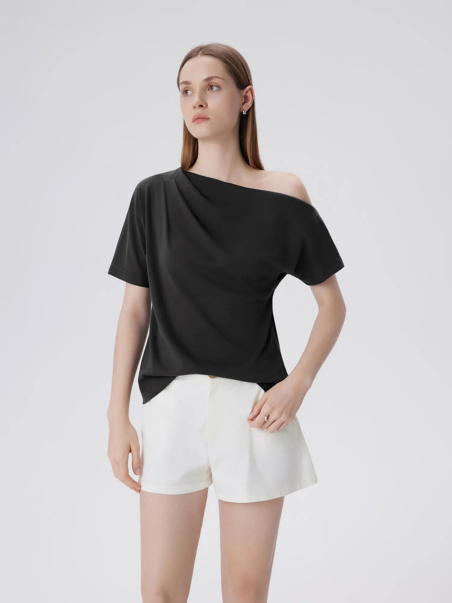 Asymmetrical Off Shoulder Short Sleeve T-Shirts