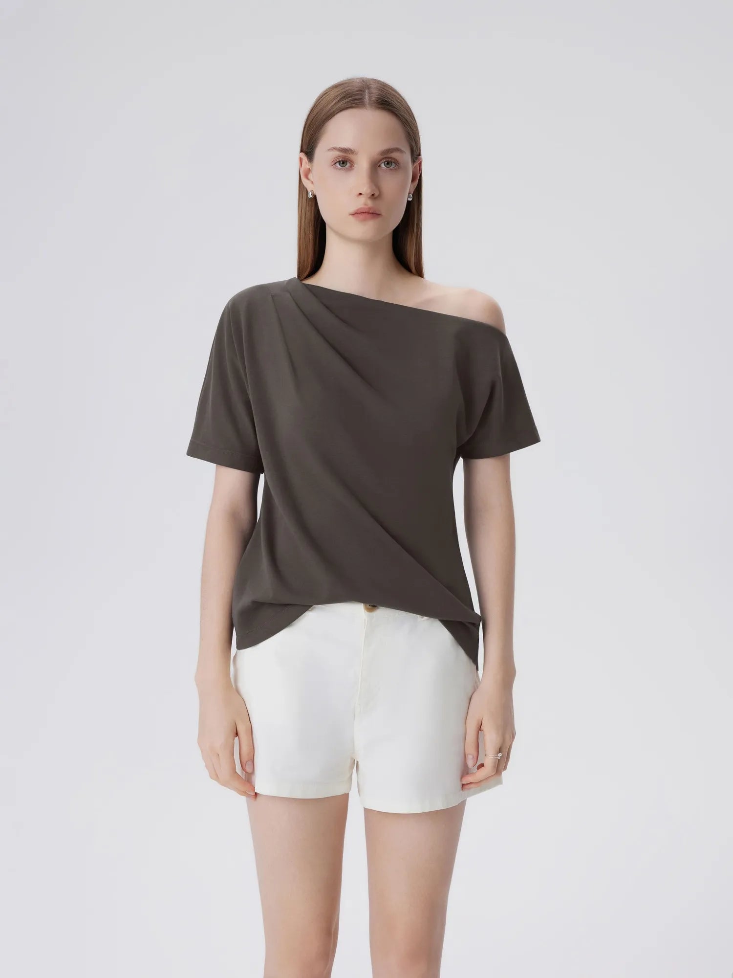 Asymmetrical Off Shoulder Short Sleeve T-Shirts