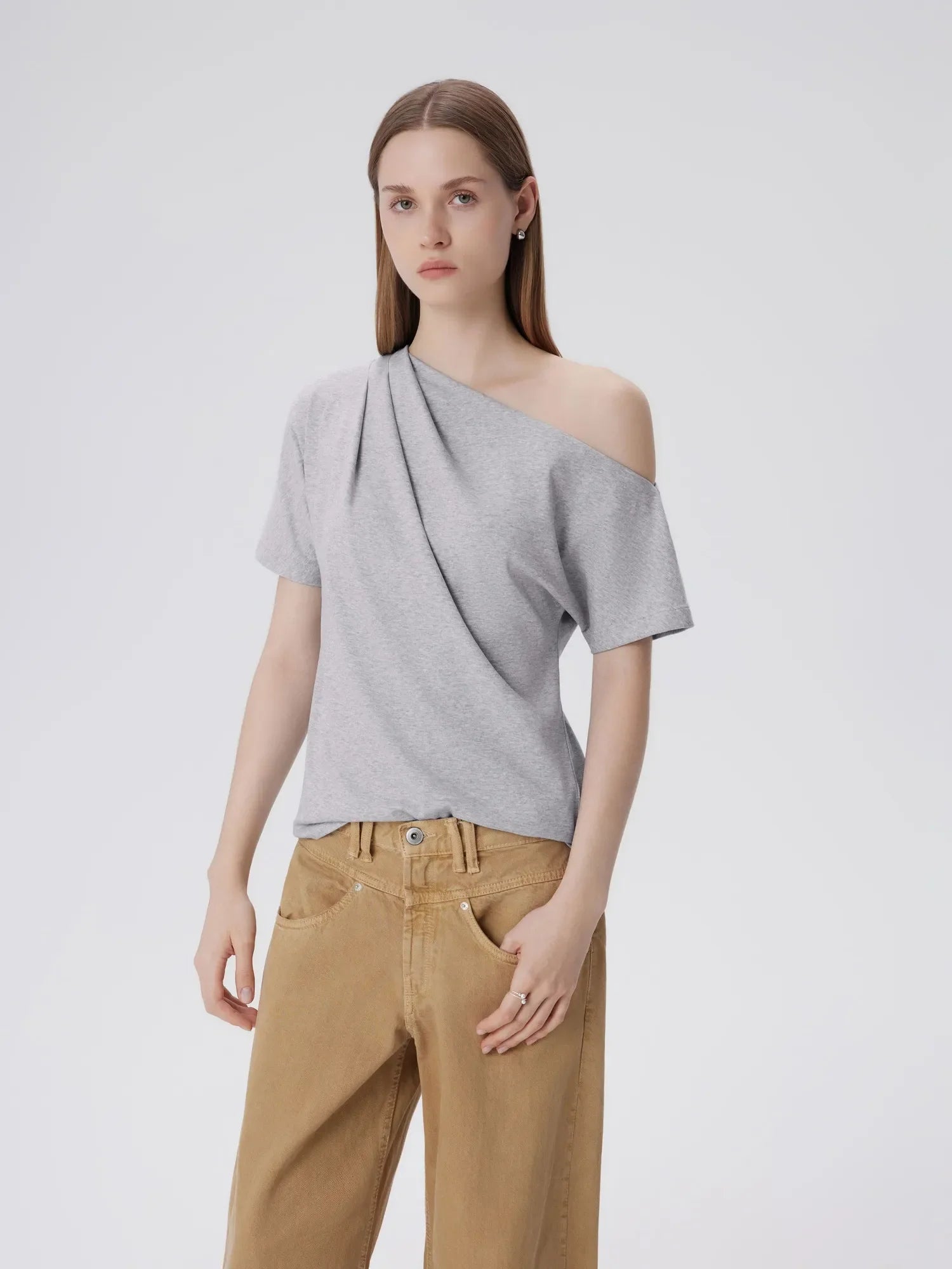 Asymmetrical Off Shoulder Short Sleeve T-Shirts