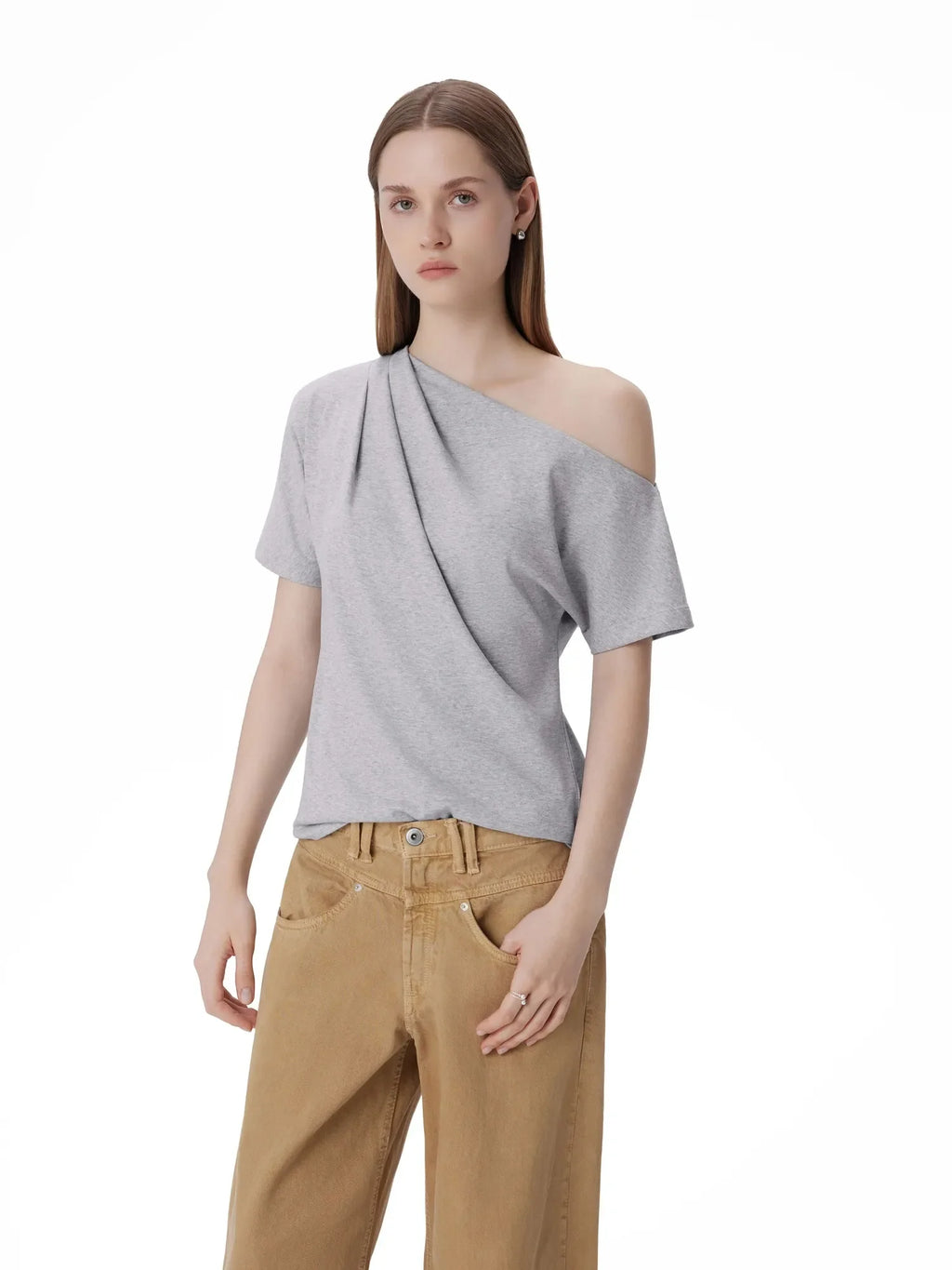 Asymmetrical Off Shoulder Short Sleeve T-Shirts