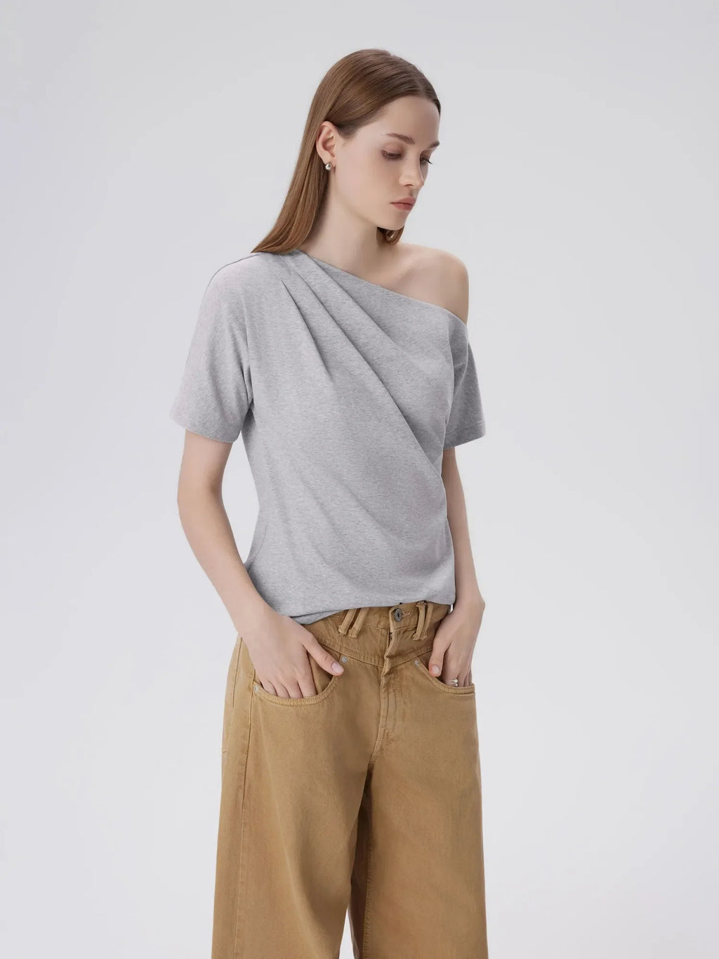 Asymmetrical Off Shoulder Short Sleeve T-Shirts