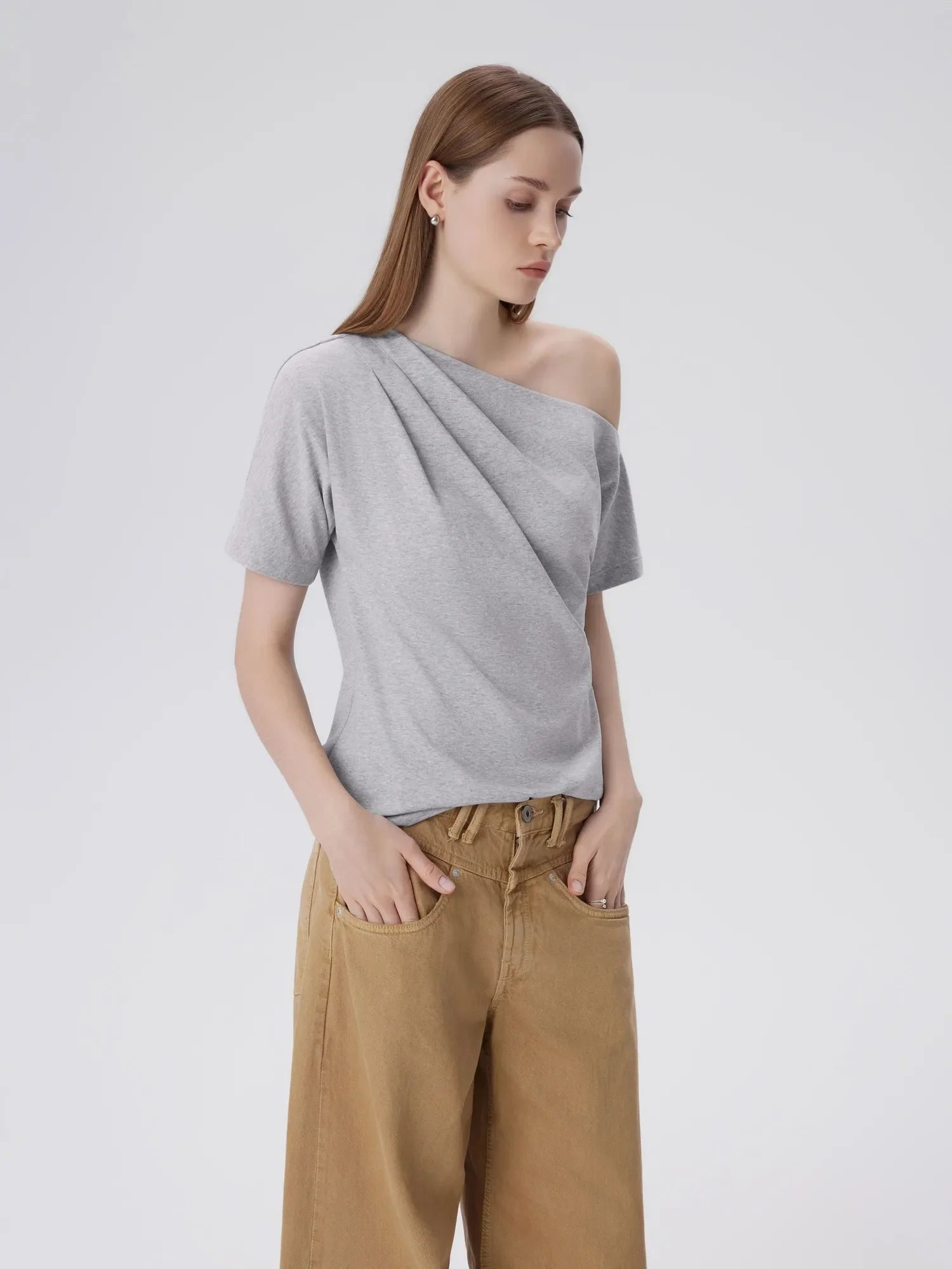 Asymmetrical Off Shoulder Short Sleeve T-Shirts