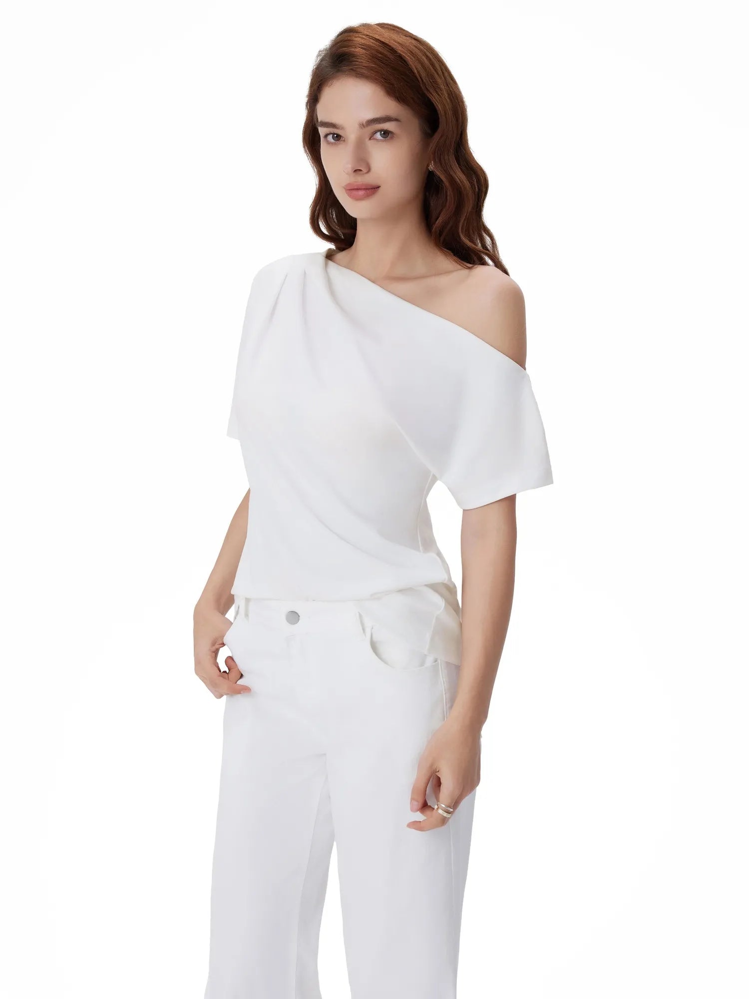 Asymmetrical Off Shoulder Short Sleeve T-Shirts