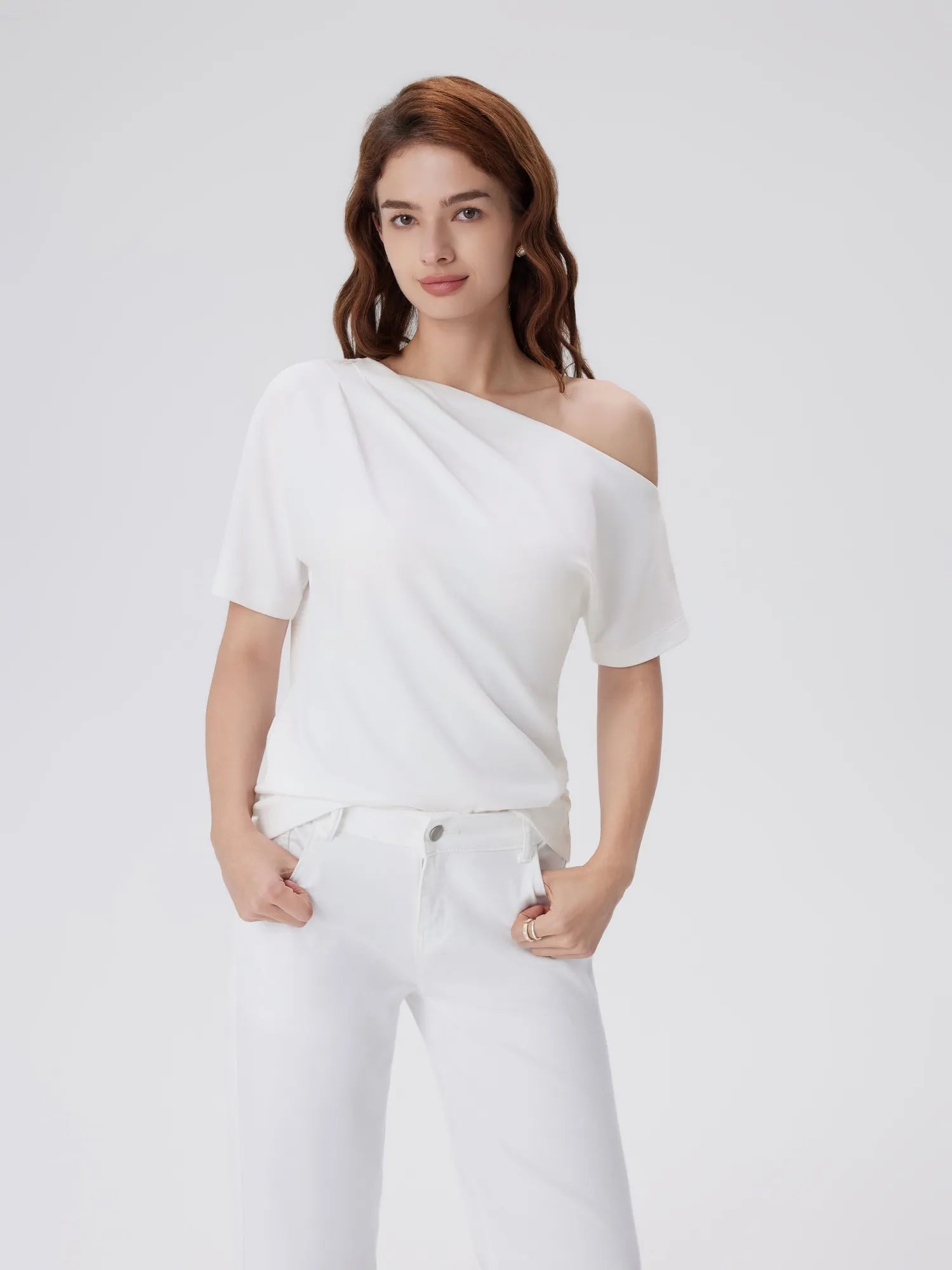 Asymmetrical Off Shoulder Short Sleeve T-Shirts