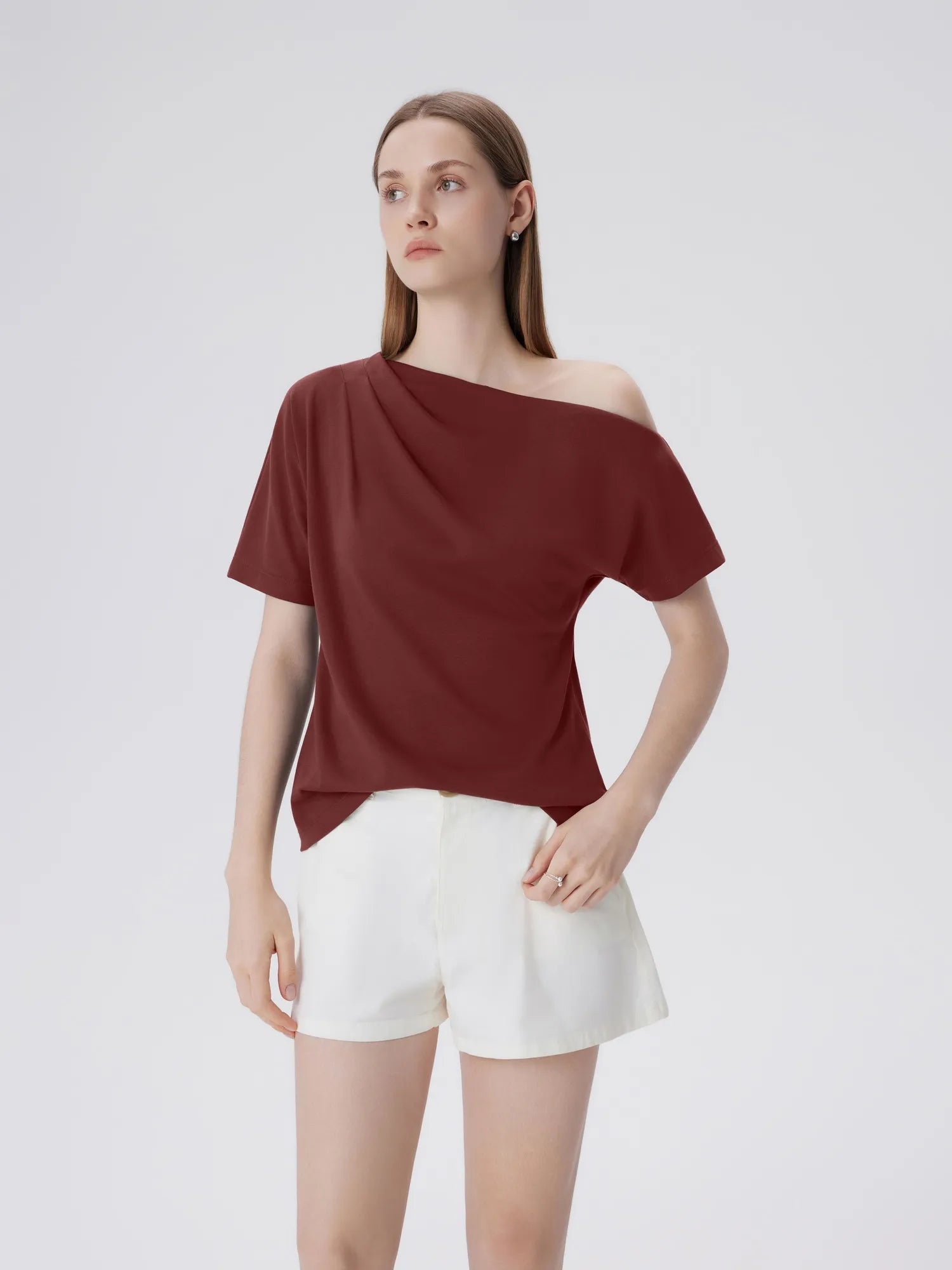 Asymmetrical Off Shoulder Short Sleeve T-Shirts