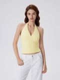 Double Lined V Neck Halter Backless Tank Tops