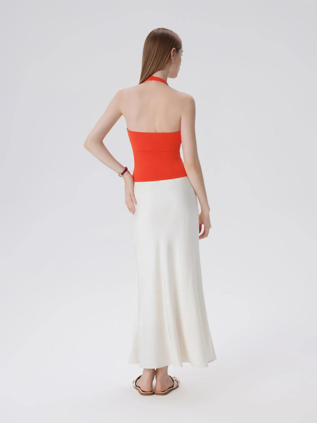 Double Lined V Neck Halter Backless Tank Tops