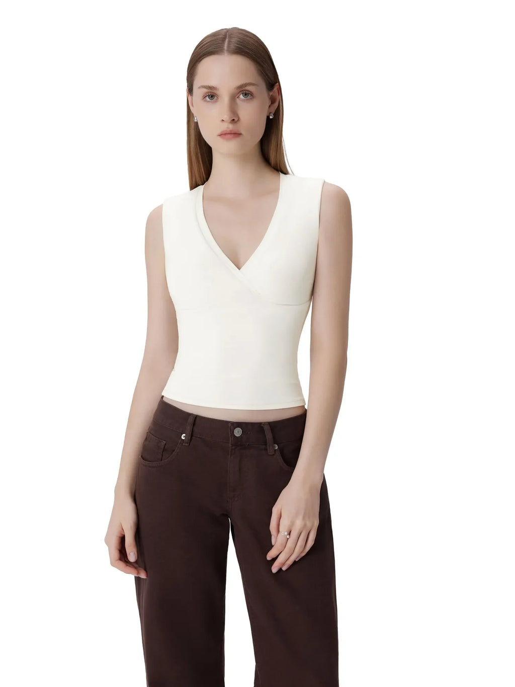 V Neck Double Lined Camisole Tank Tops