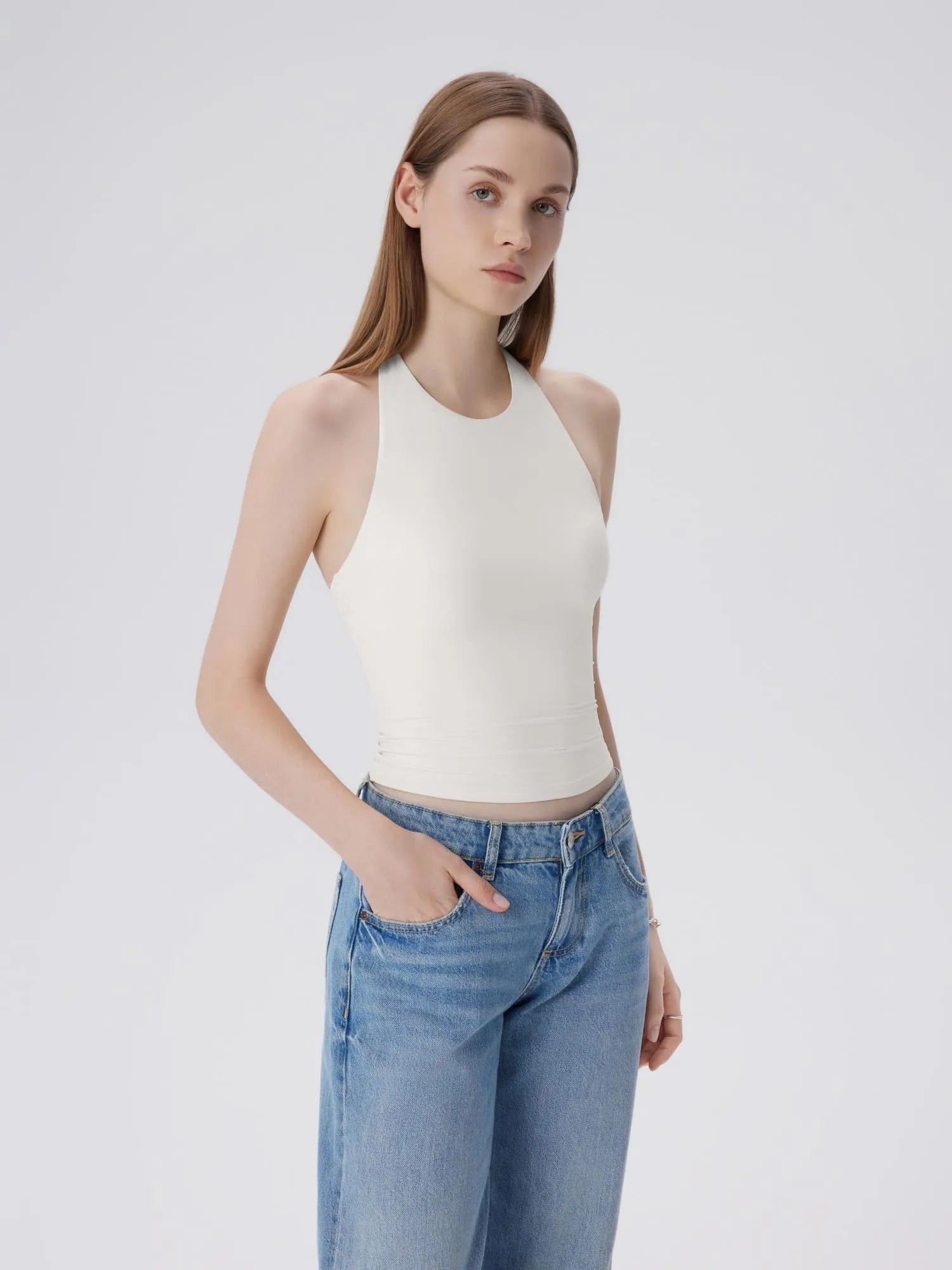 Padded Backless Halter Tank Tops